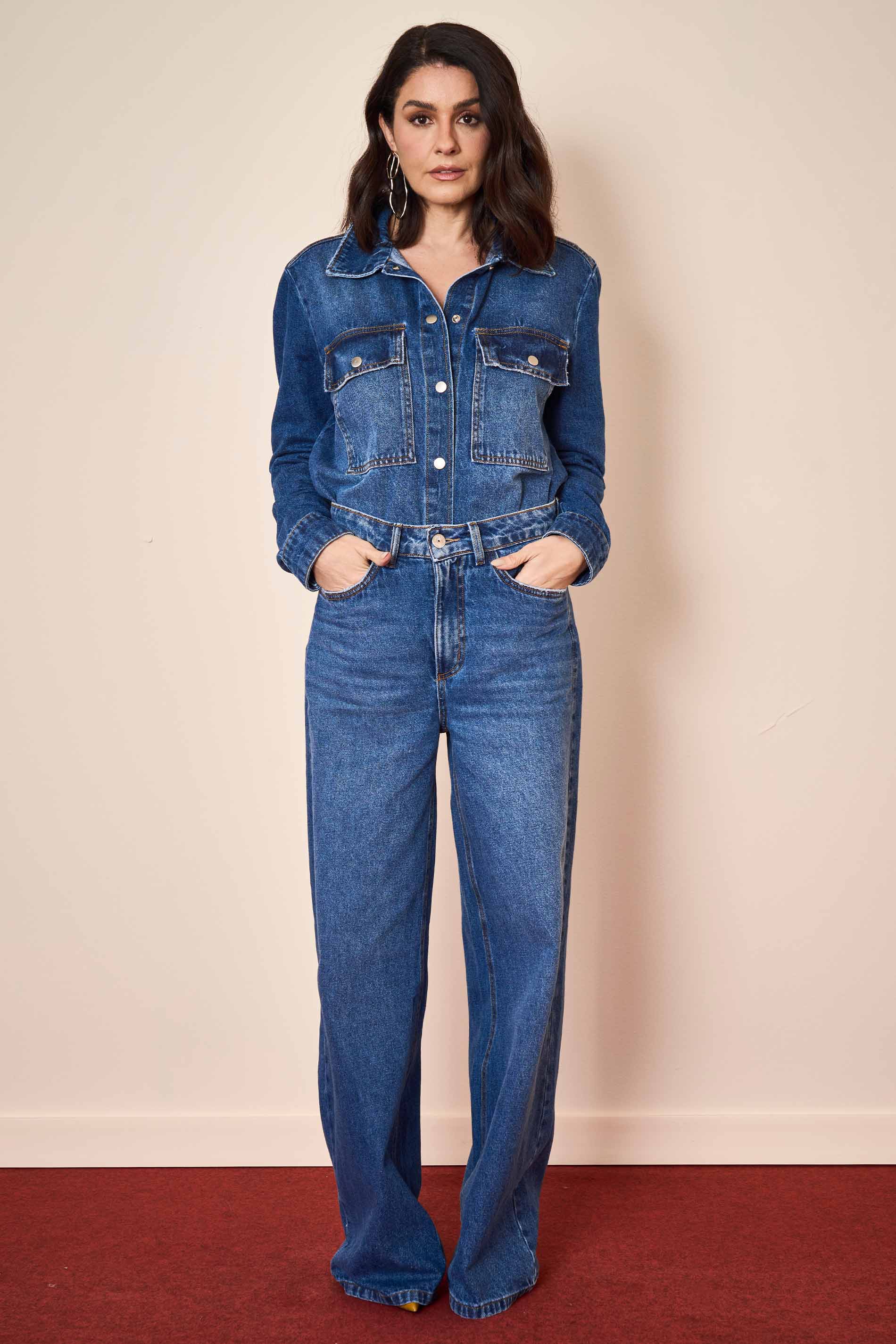 Calça Reta Wild Orchid em Denim