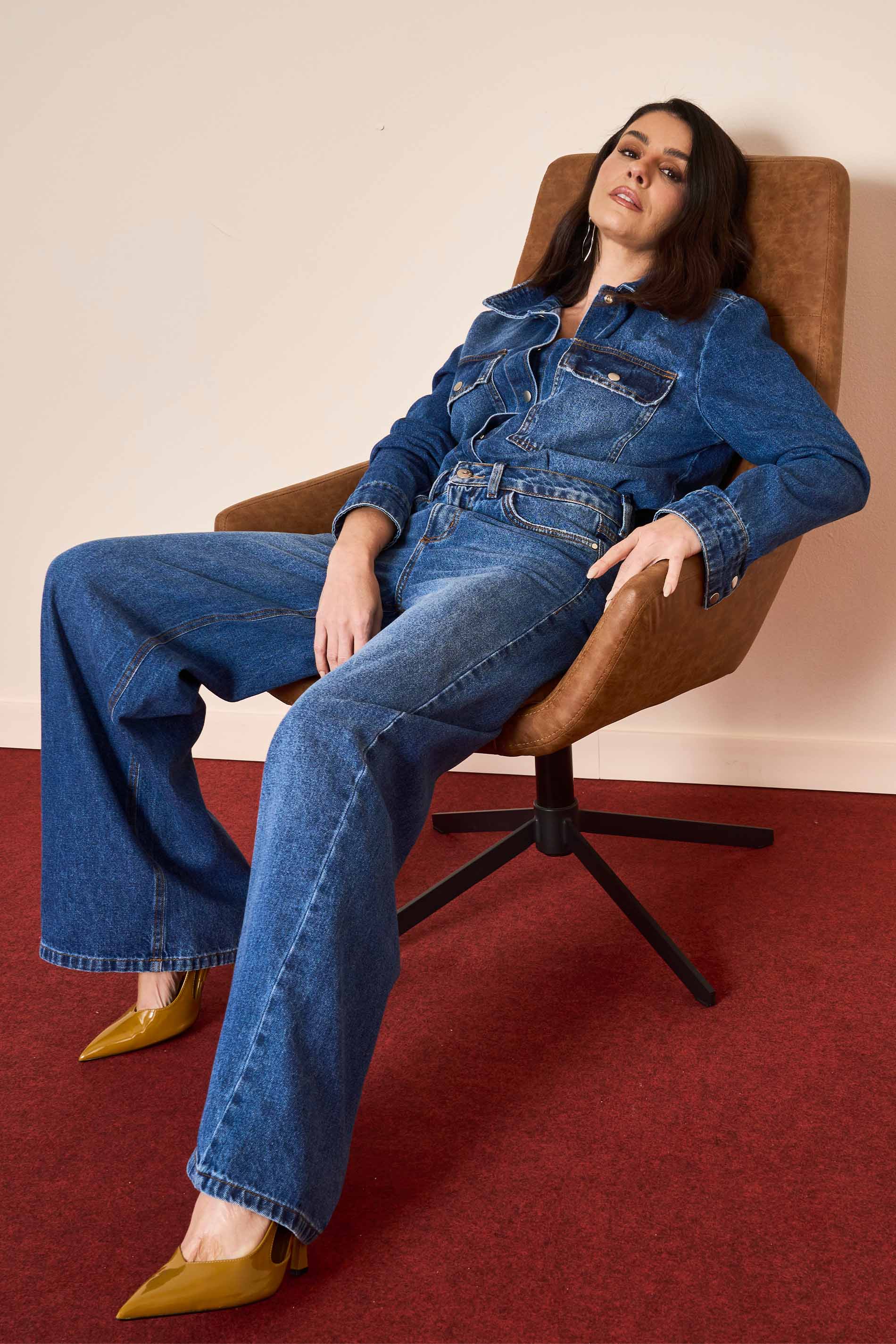 Calça Reta Wild Orchid em Denim