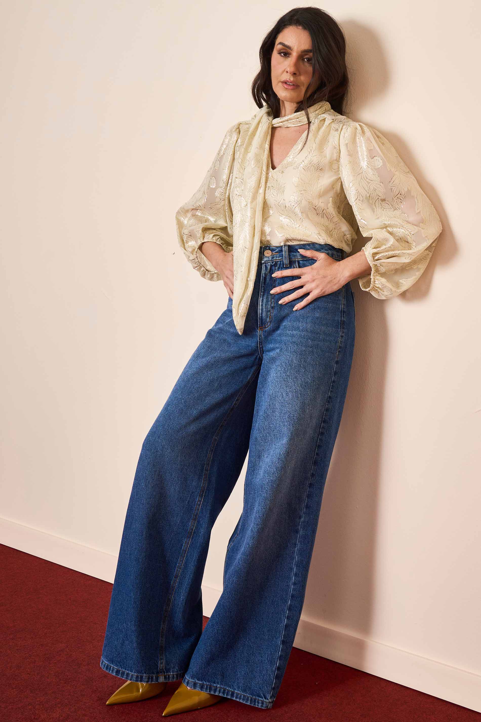 Calça Reta Wild Orchid em Denim