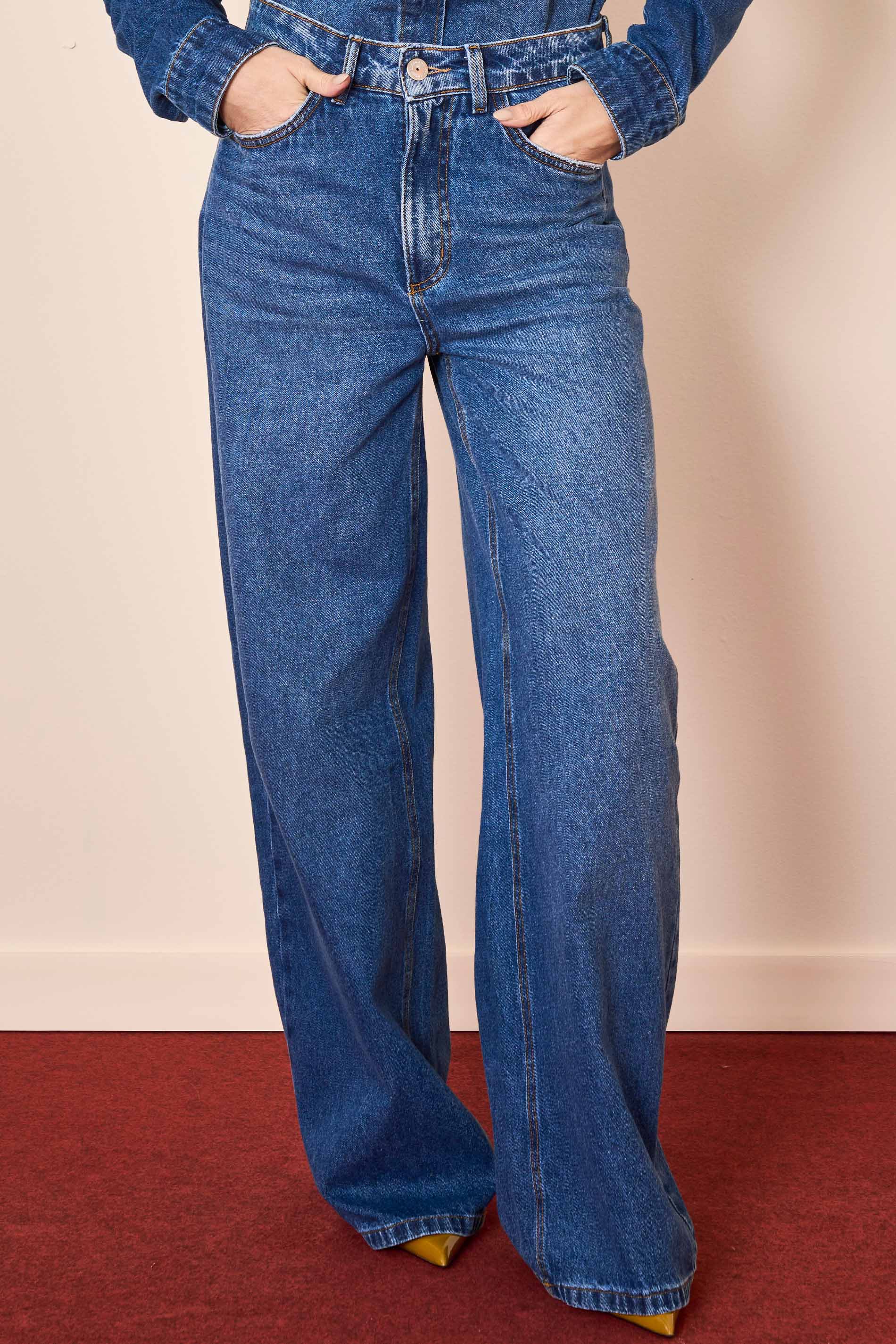 Calça Reta Wild Orchid em Denim