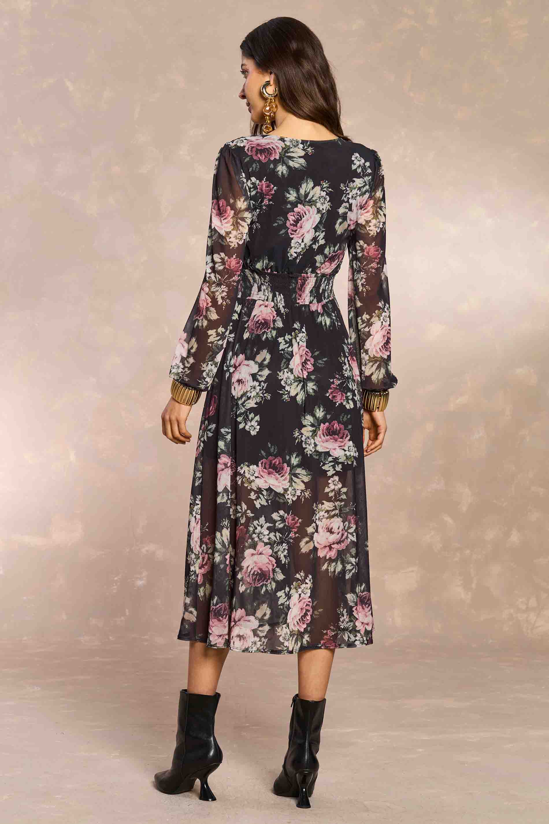 Vestido Midi Aquarela Rose em Tule