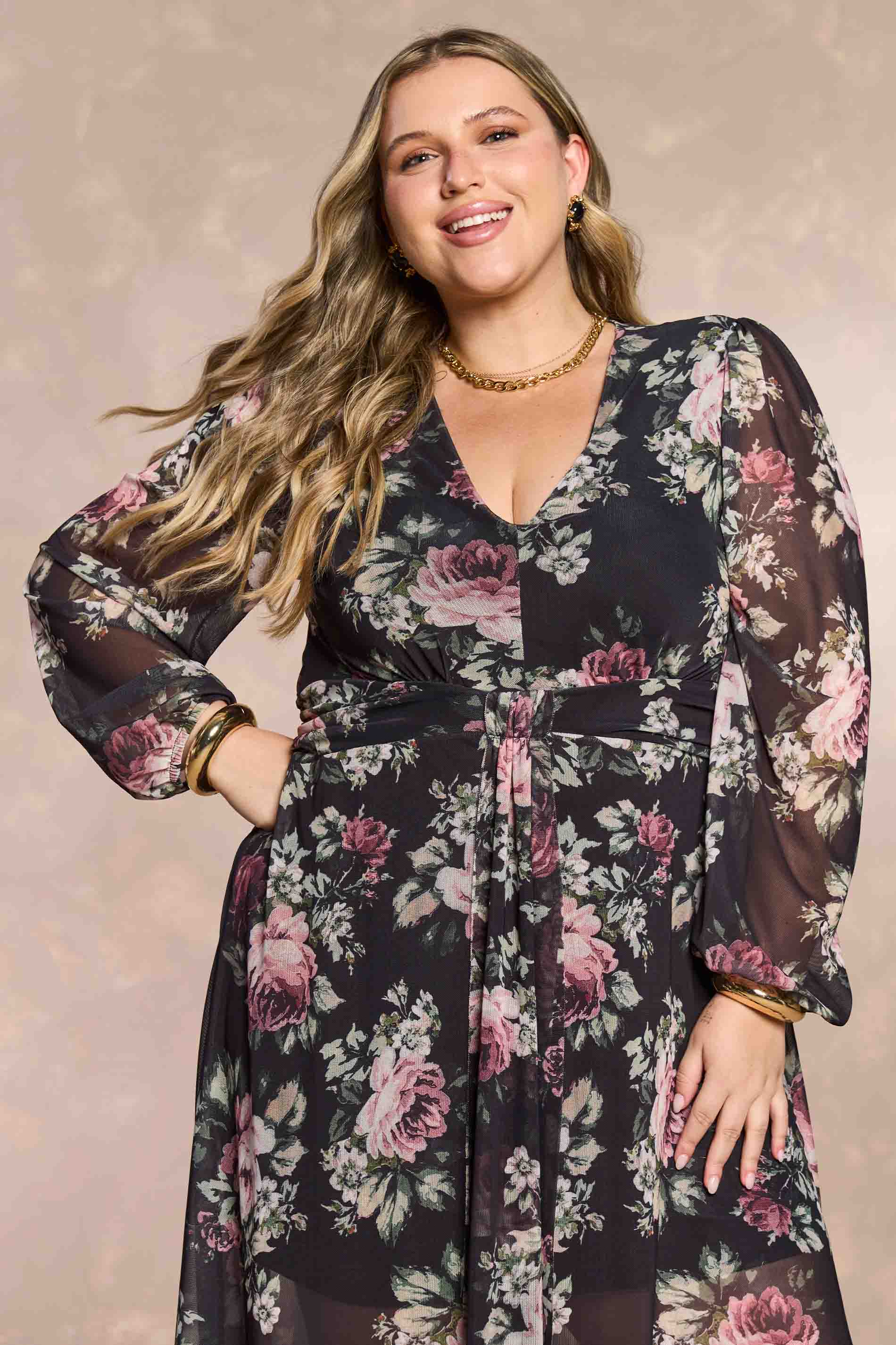 Vestido Midi Aquarela Rose em Tule