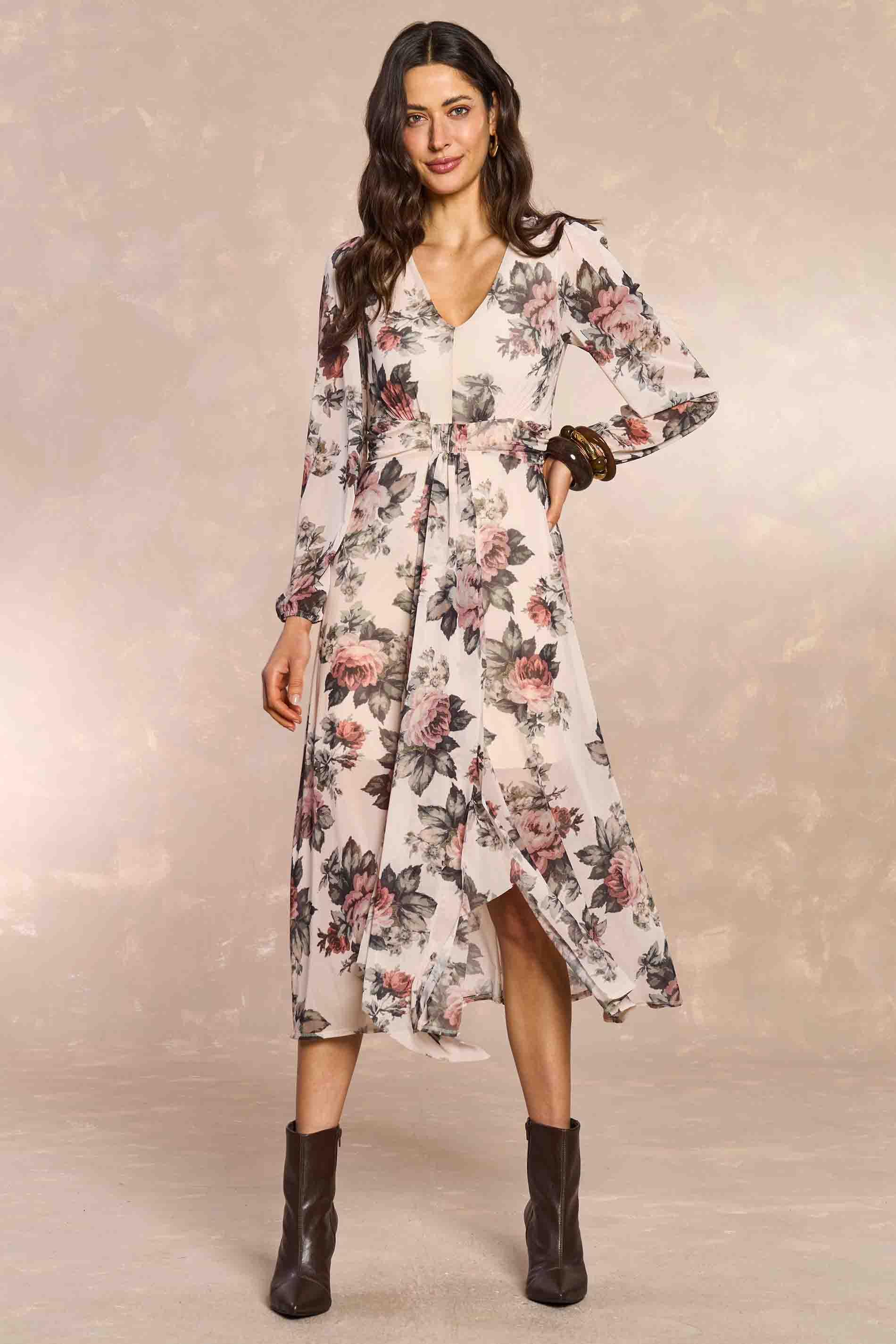 Vestido Midi Aquarela Rose em Tule