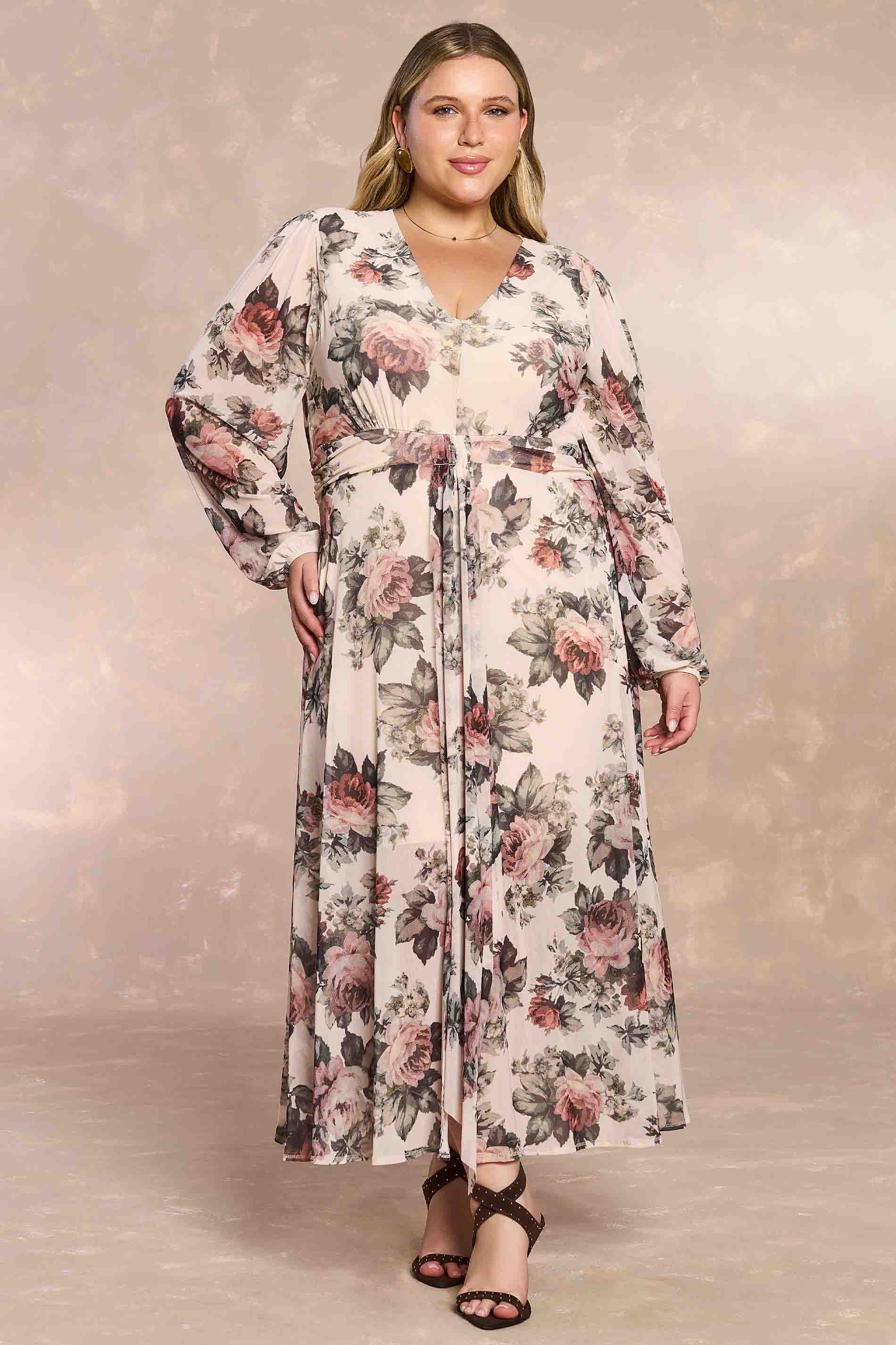 Vestido Midi Aquarela Rose em Tule