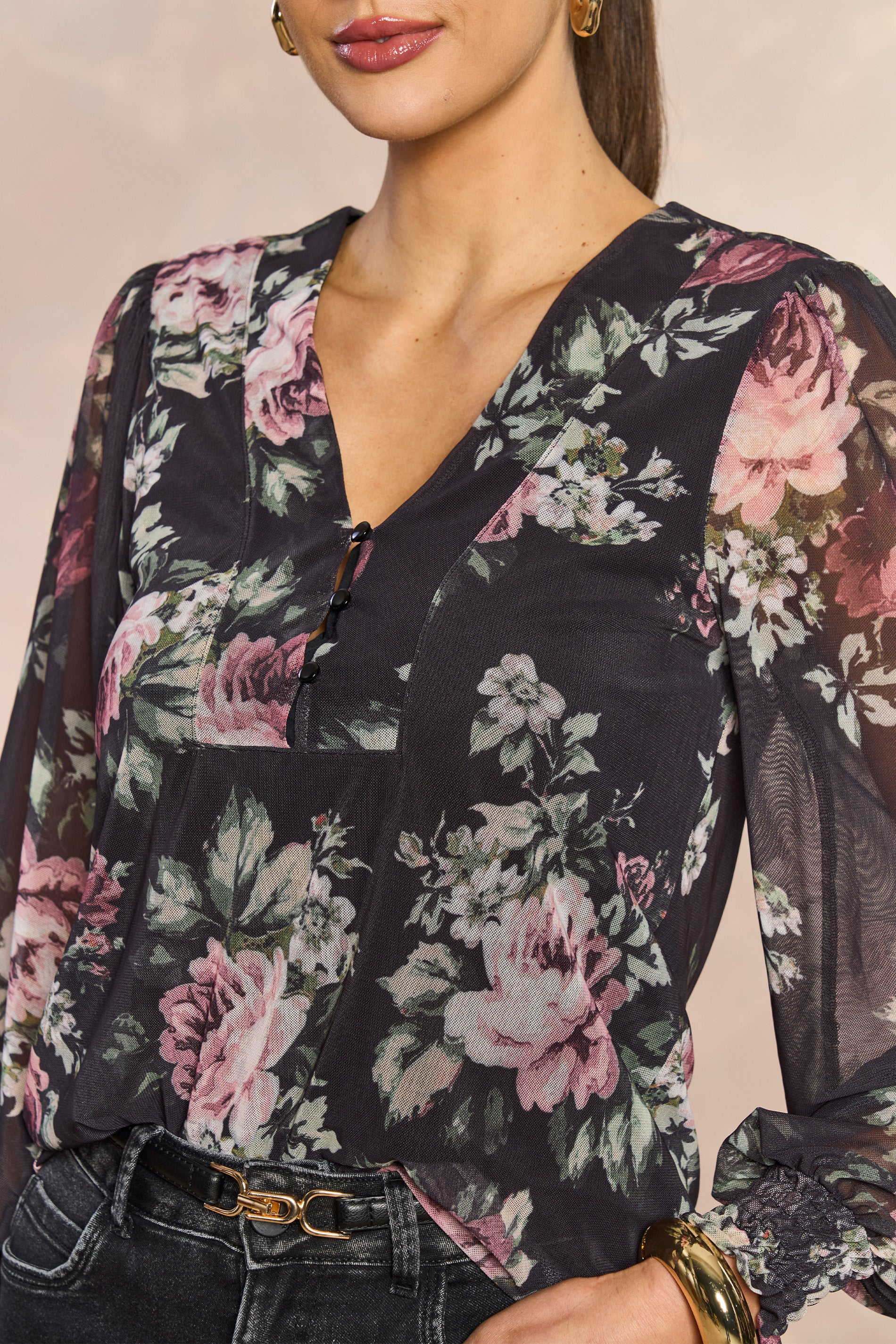 Blusa Aquarela Rose em Tule