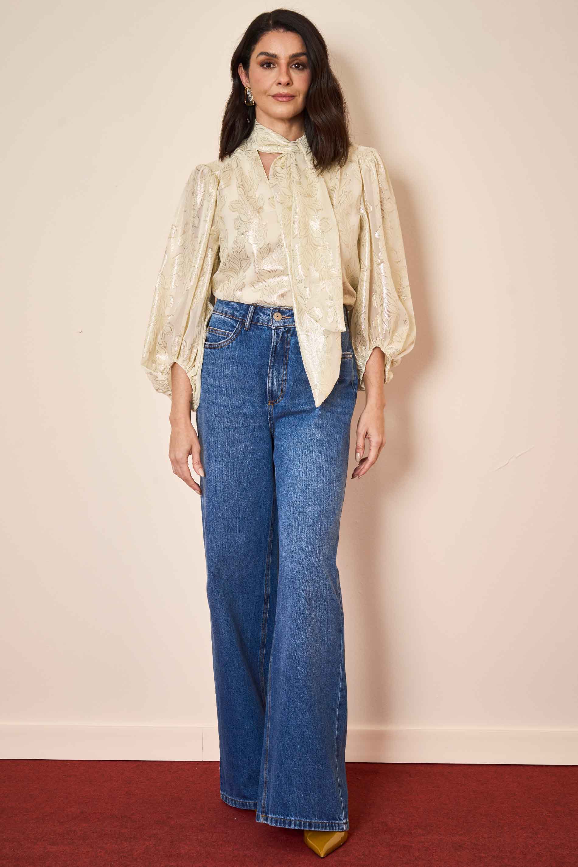 Blusa Manga Longa Wild Orchid em Jaquard