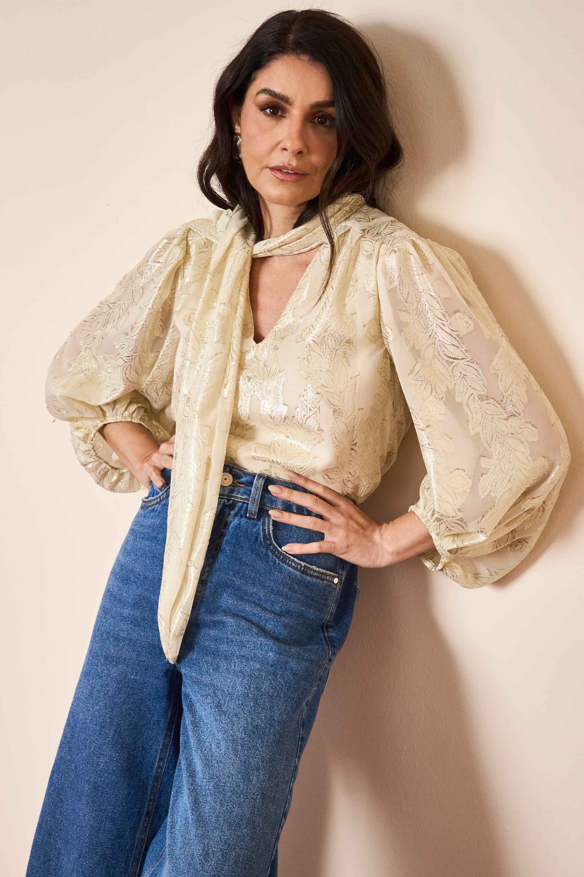 Blusa Manga Longa Wild Orchid em Jaquard