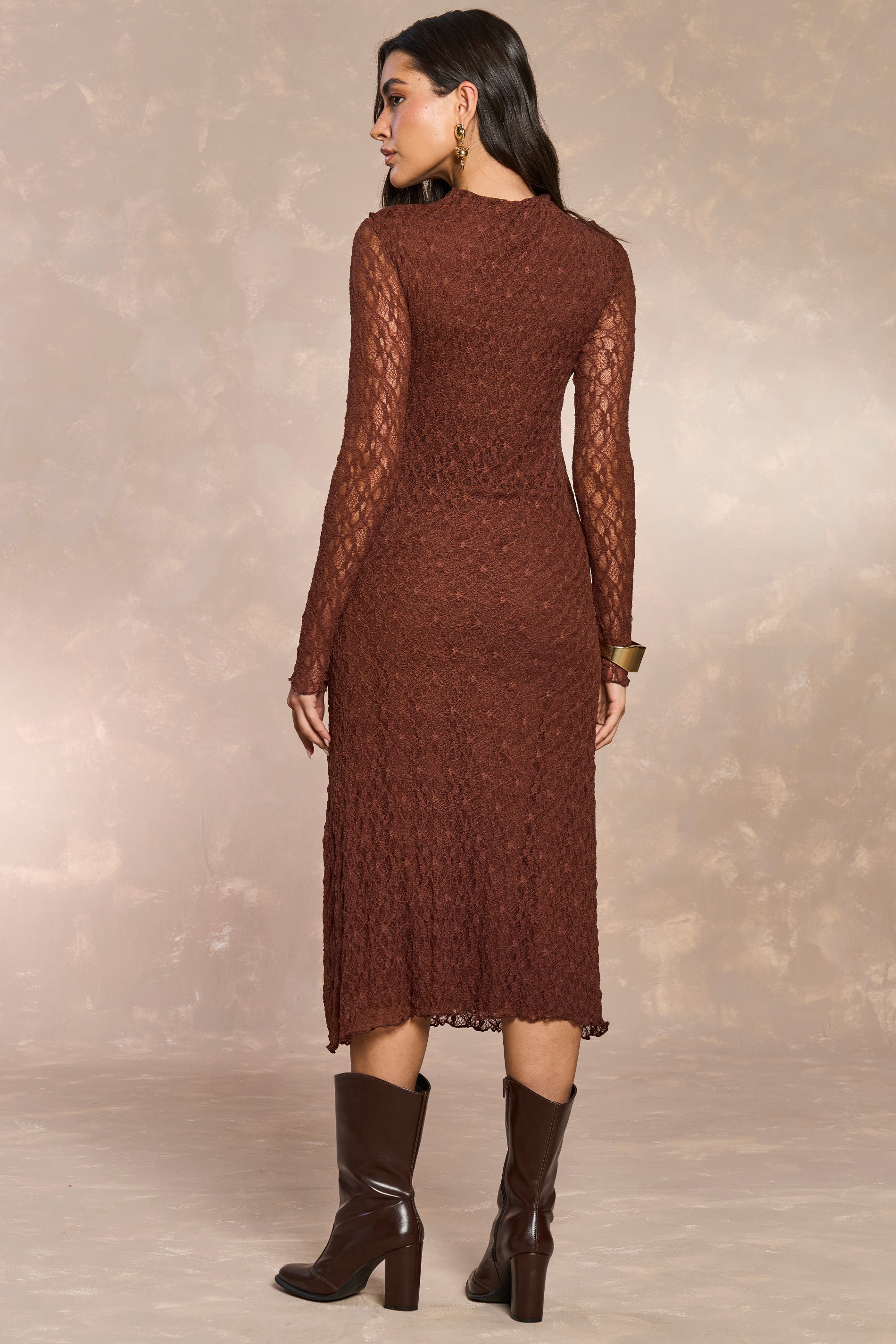 Vestido Midi Tropical Garden em Renda