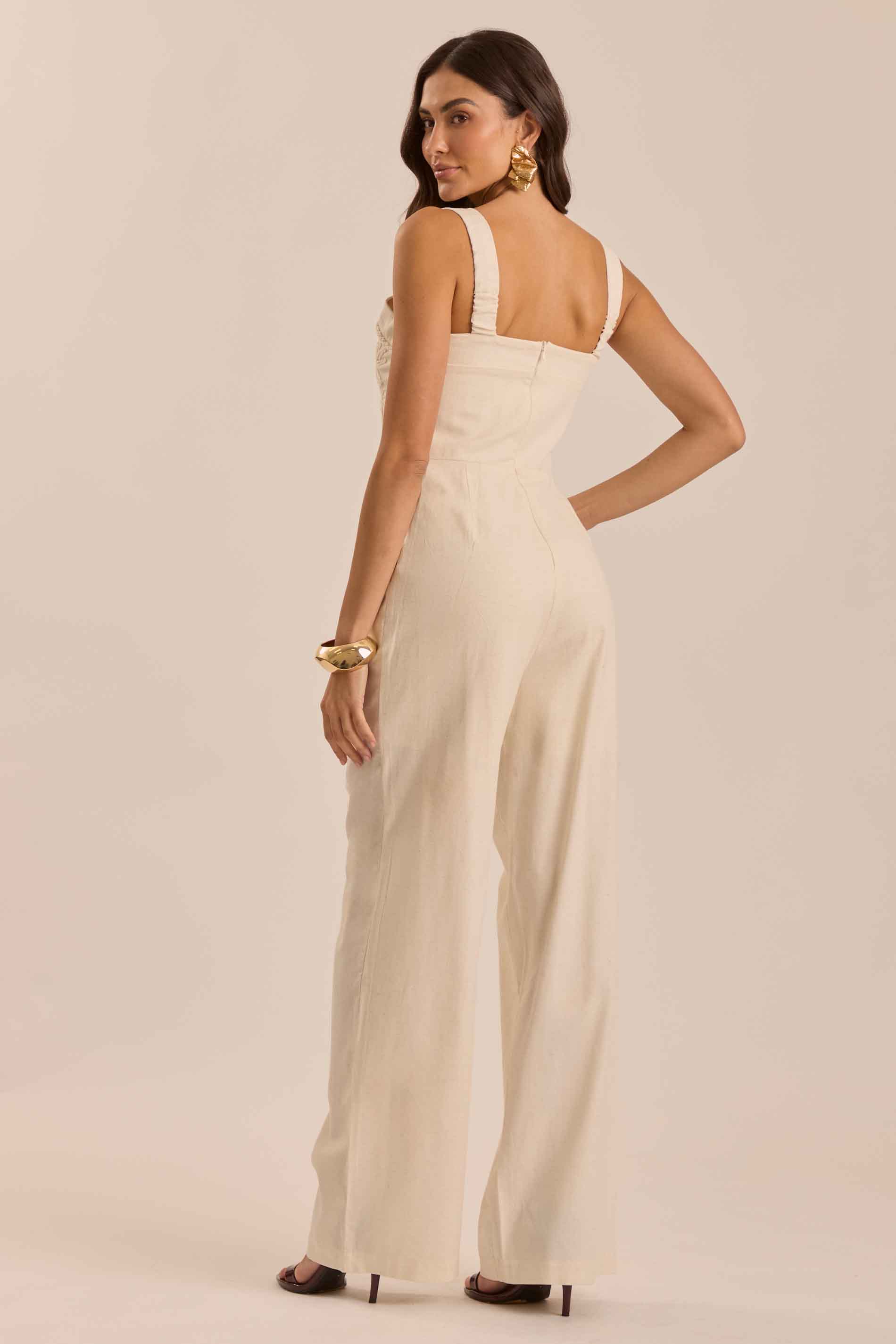 Macacão de Alça Soft Garden em Linho