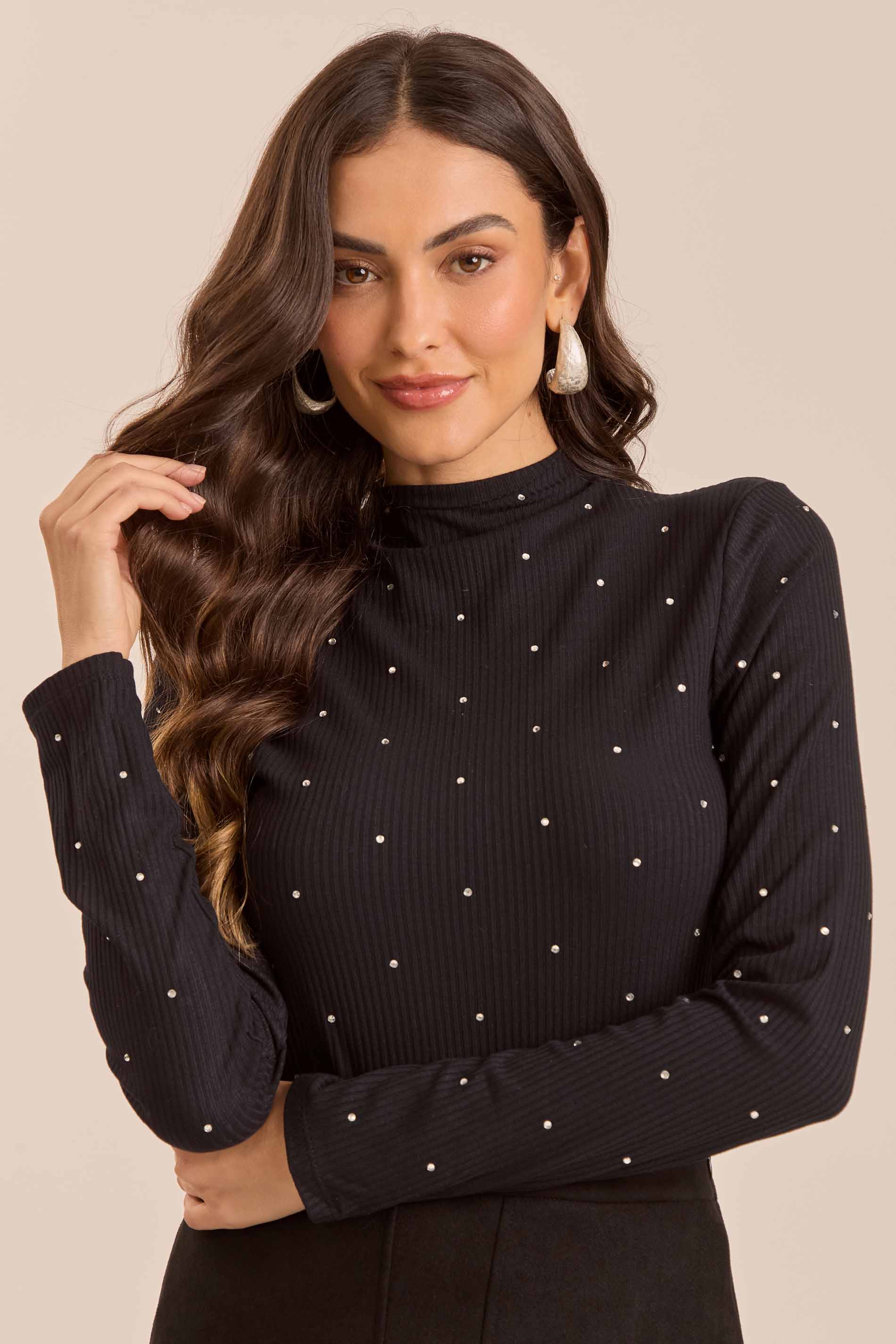 Blusa Manga Longa Retrô Glam