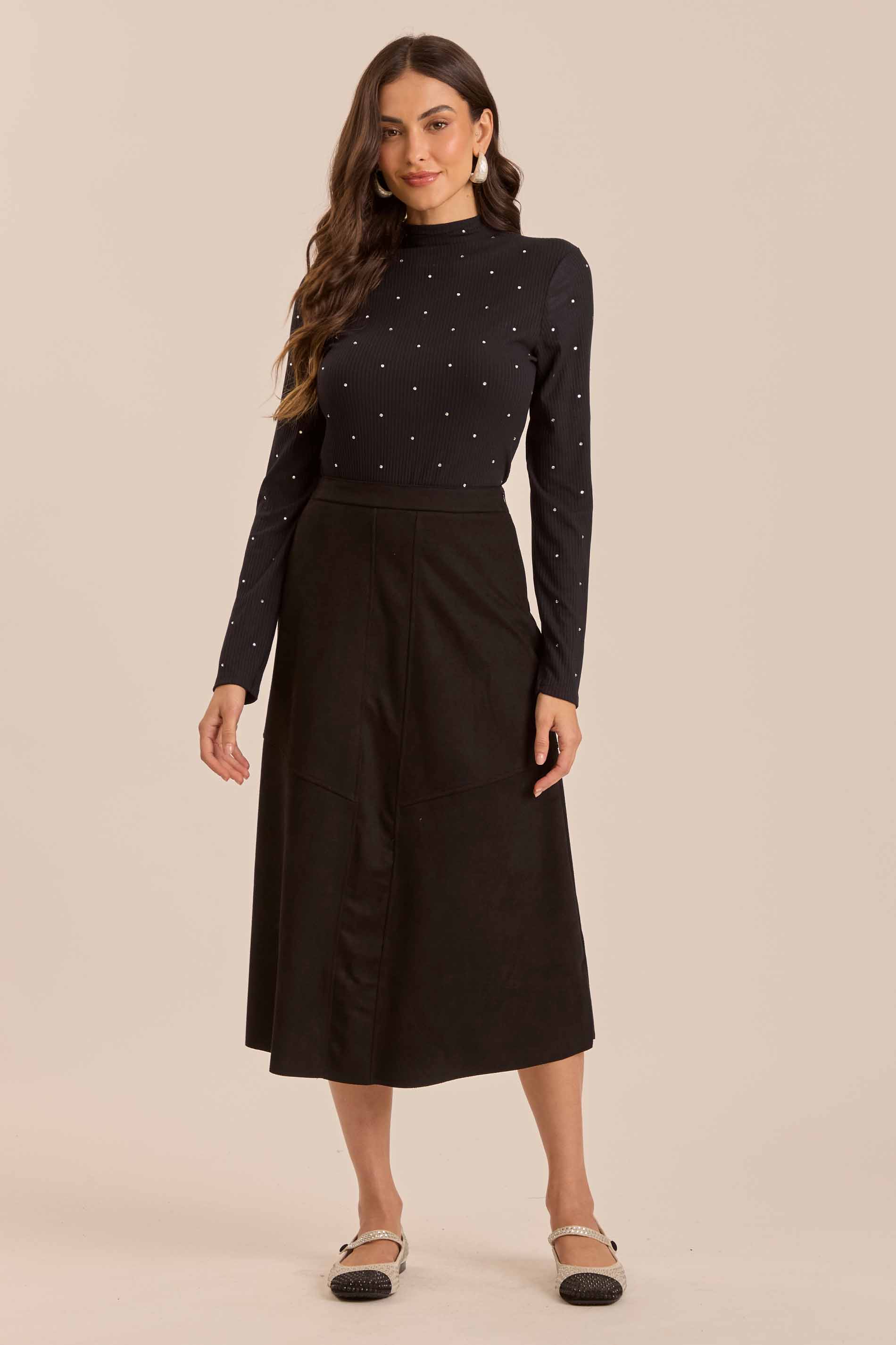 Blusa Manga Longa Retrô Glam