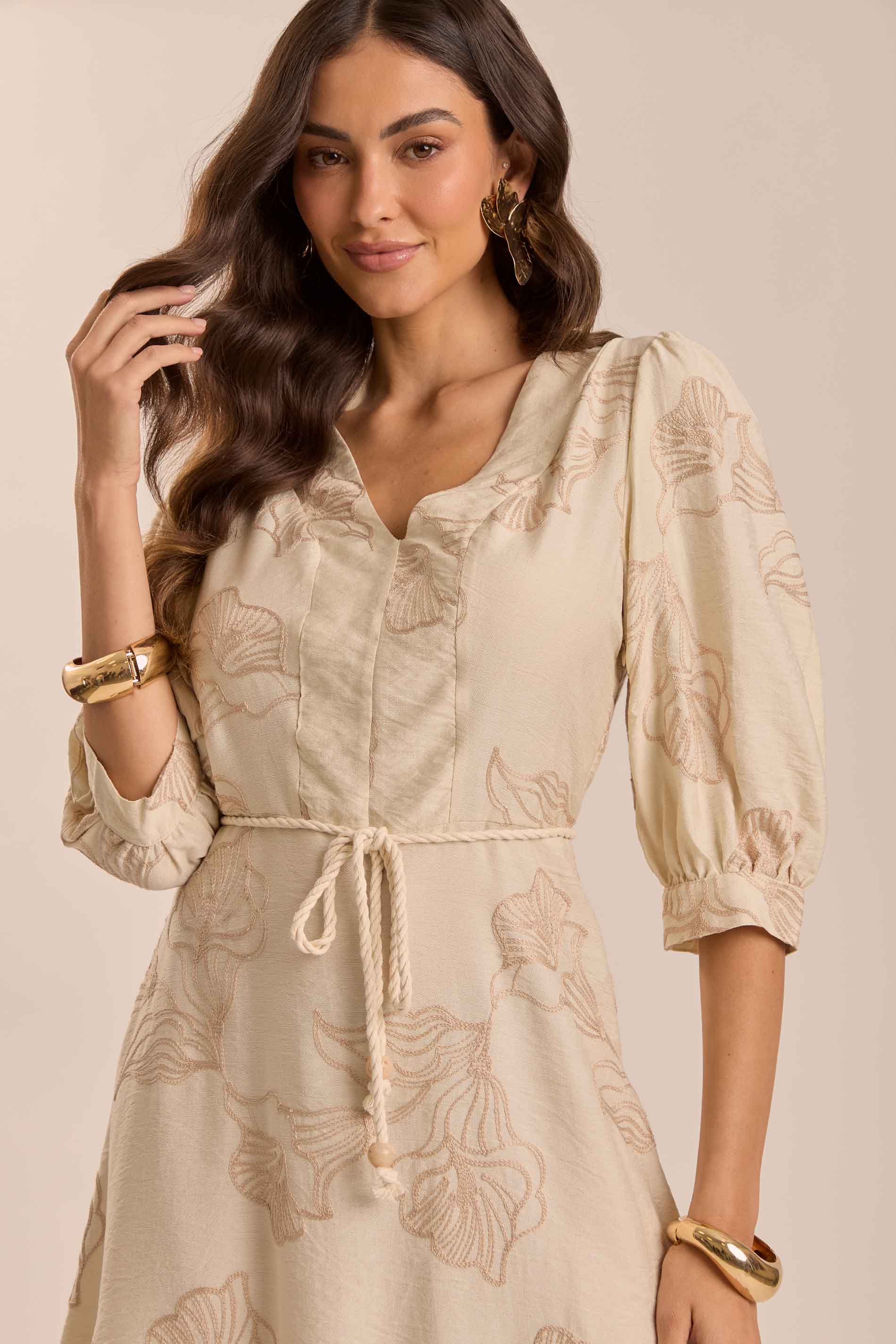 Vestido Longo Jardim Boho com Bordado