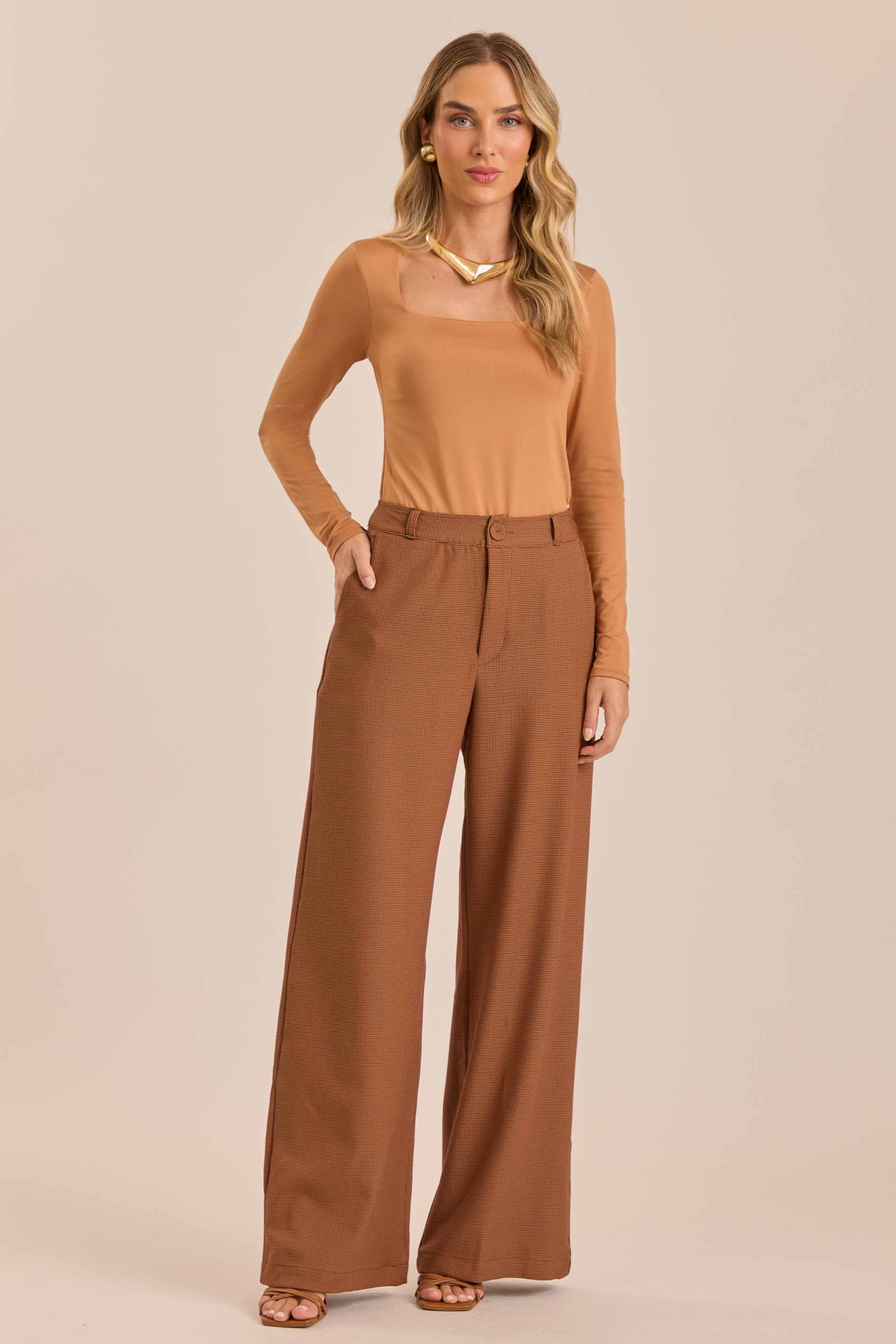 Calça Cozy Winther em Pied Poule