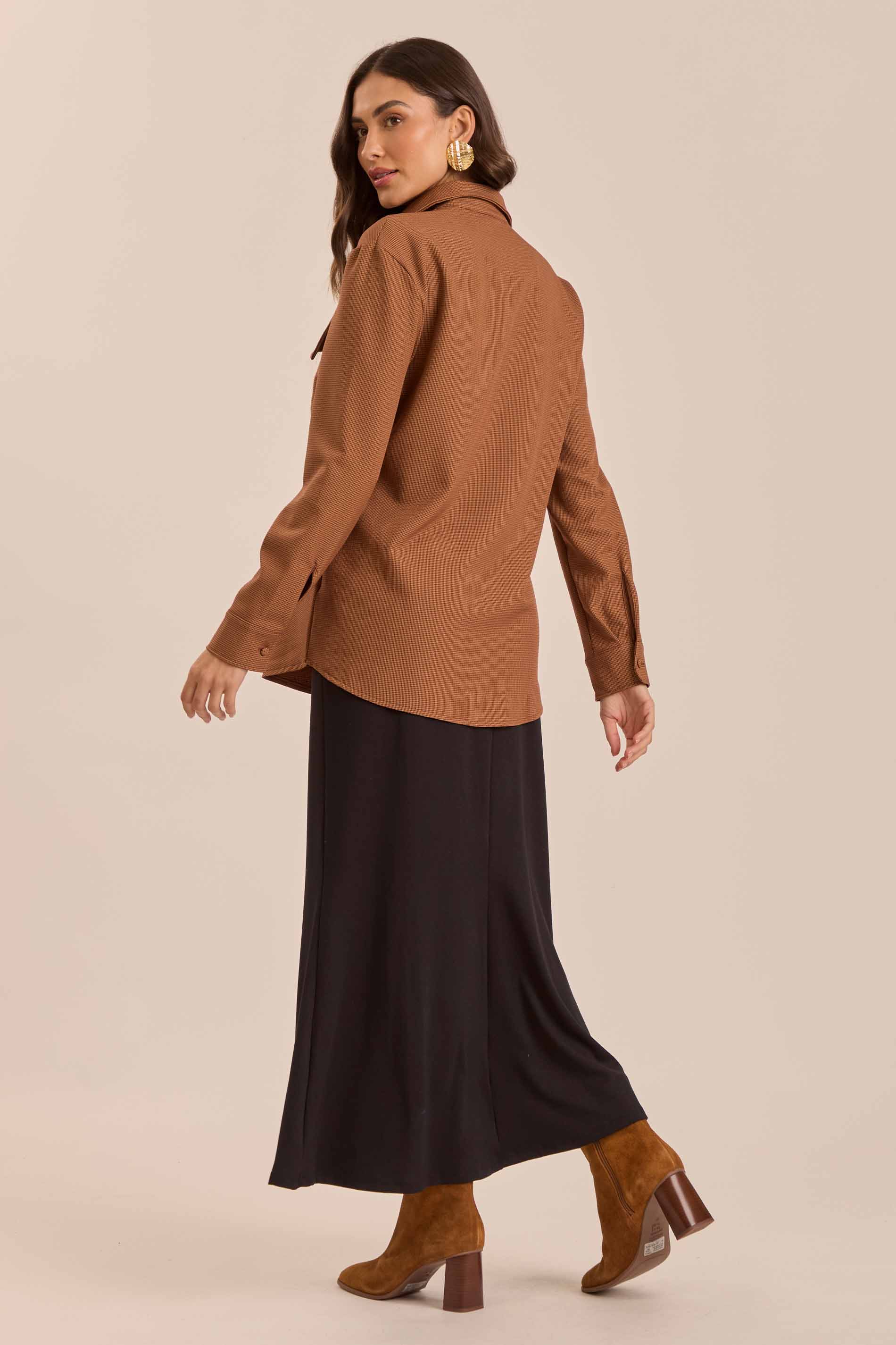 Camisa de Manga Longa Cozy Winter em Pied Poule