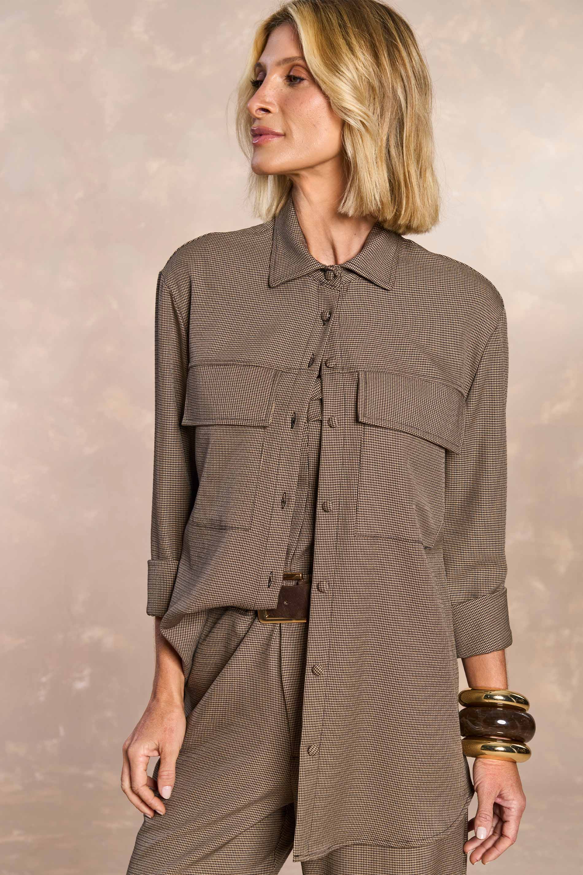 Camisa de Manga Longa Cozy Winter em Pied Poule