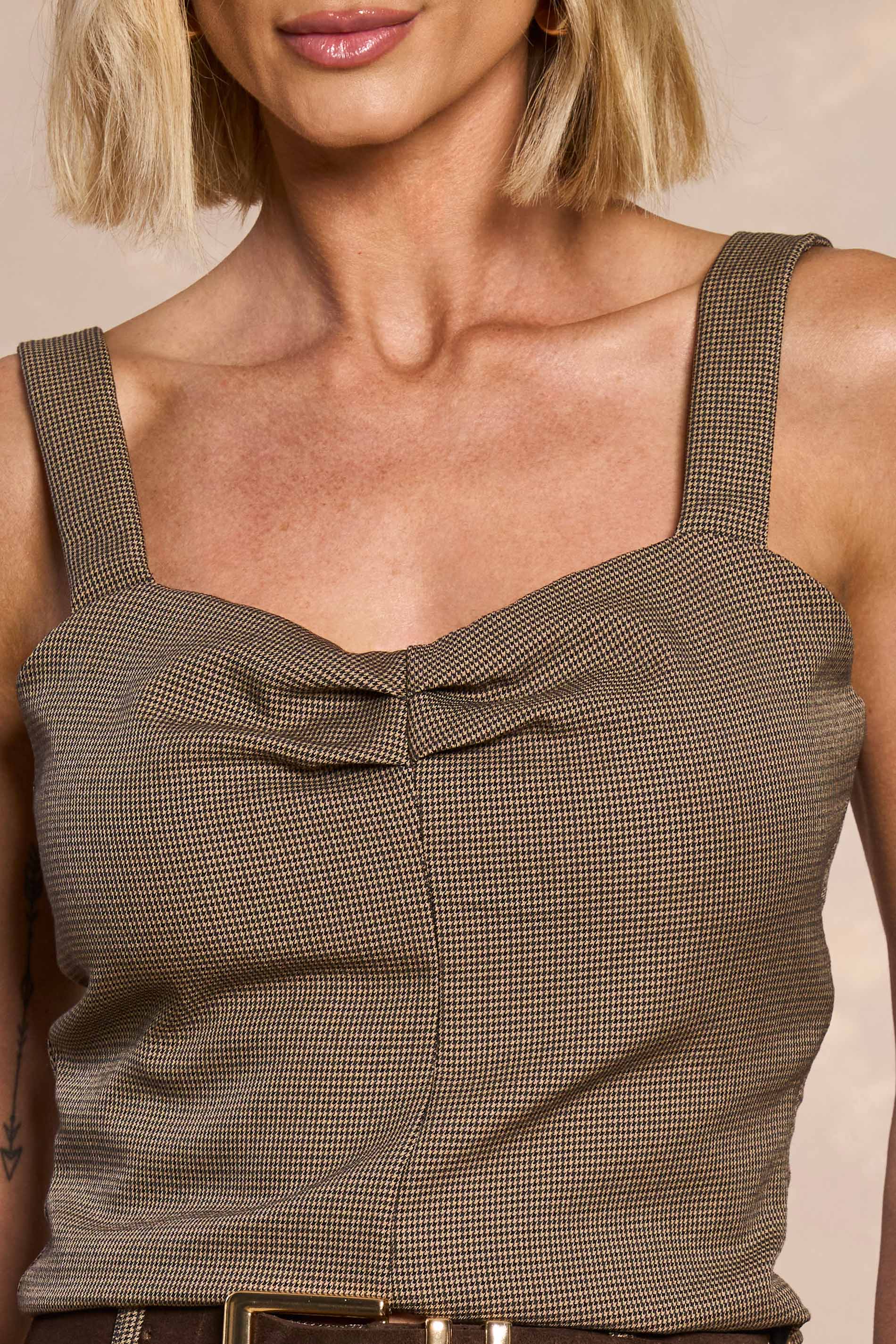 Top de Alça Cozy Winter Pied Poule