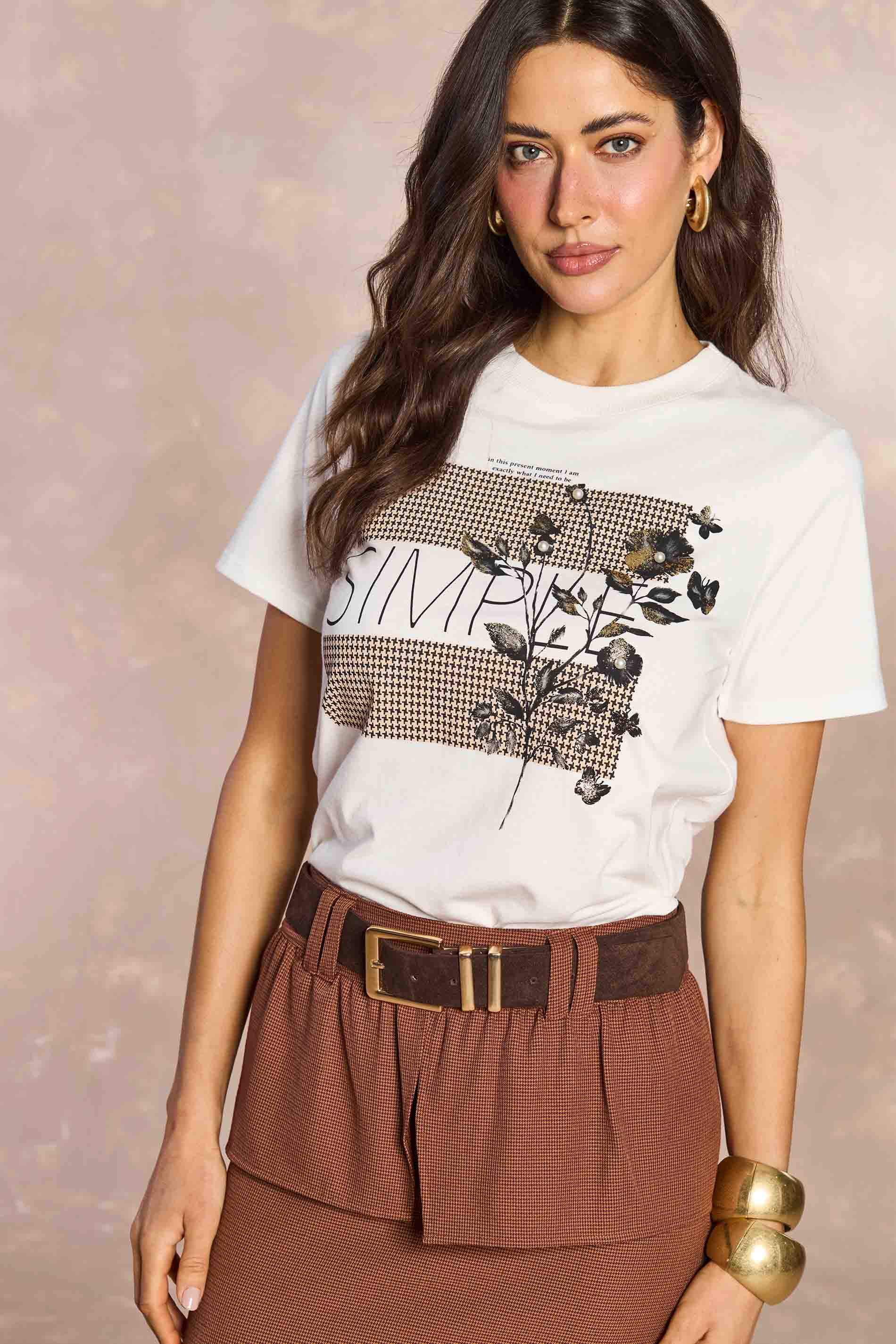 Saia Longa Jardim Boho em Jacquard Pied Poule