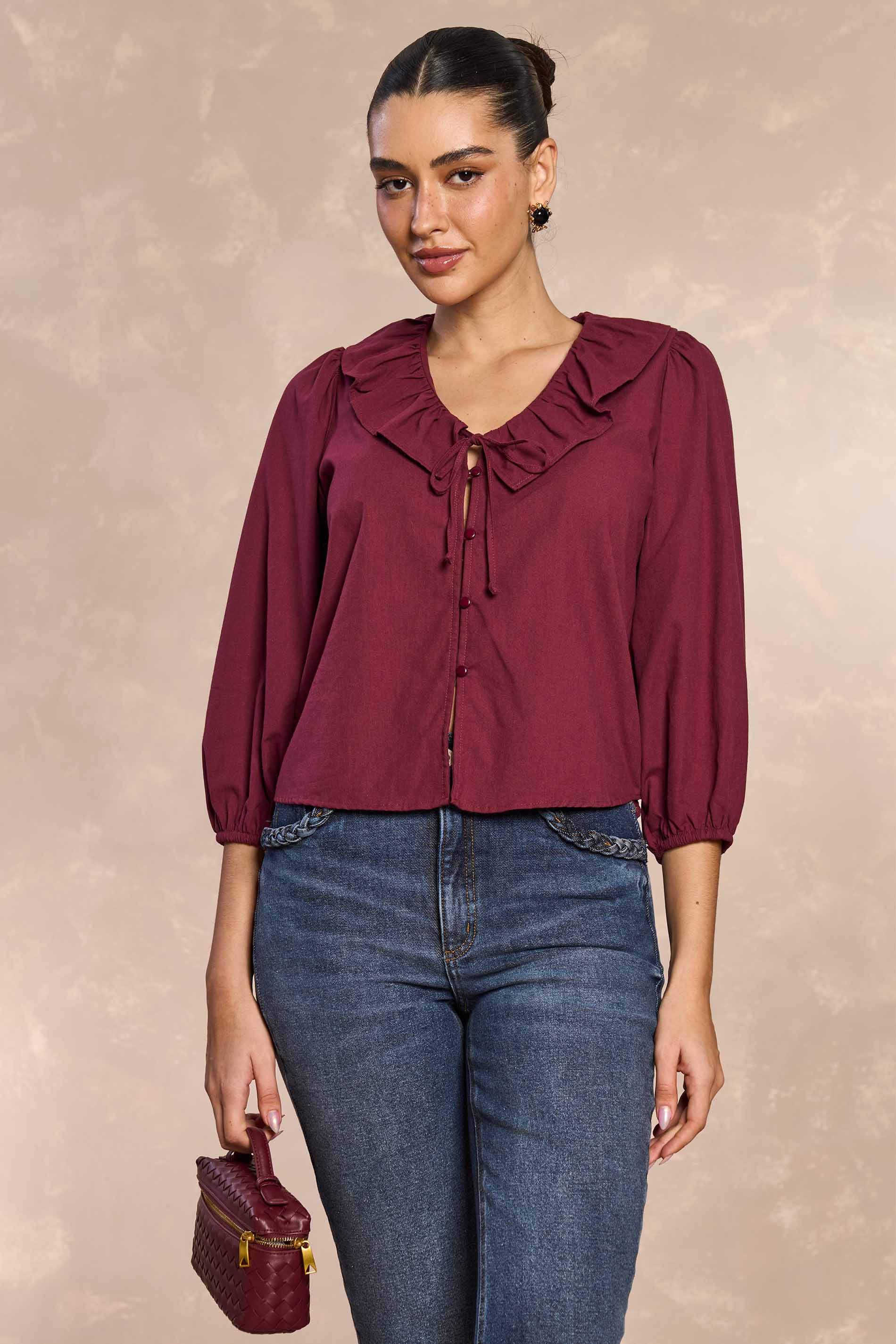 Blusa de Manga 7/8 Cozy Winter em Tricoline