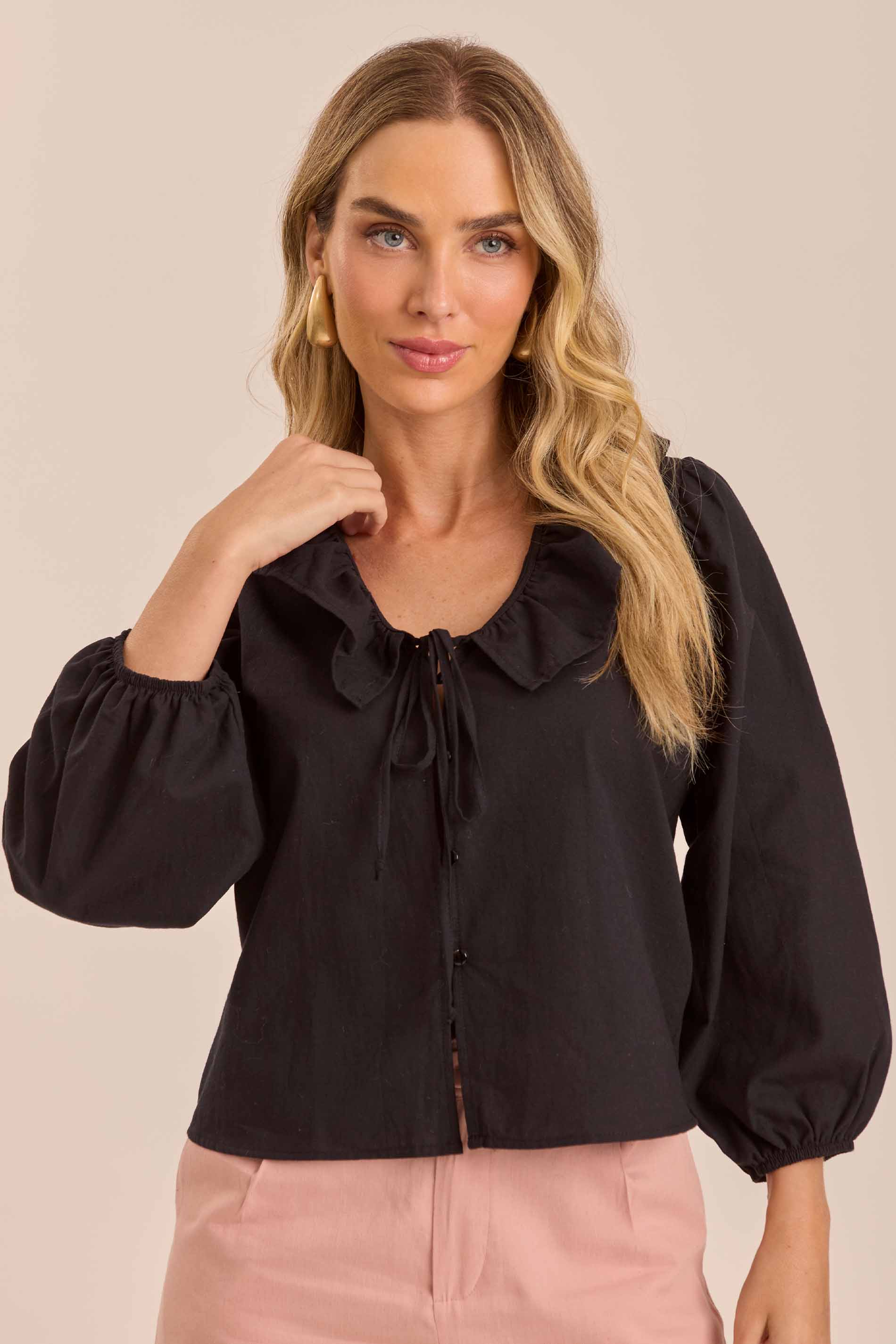 Blusa de Manga 7/8 Cozy Winter em Tricoline