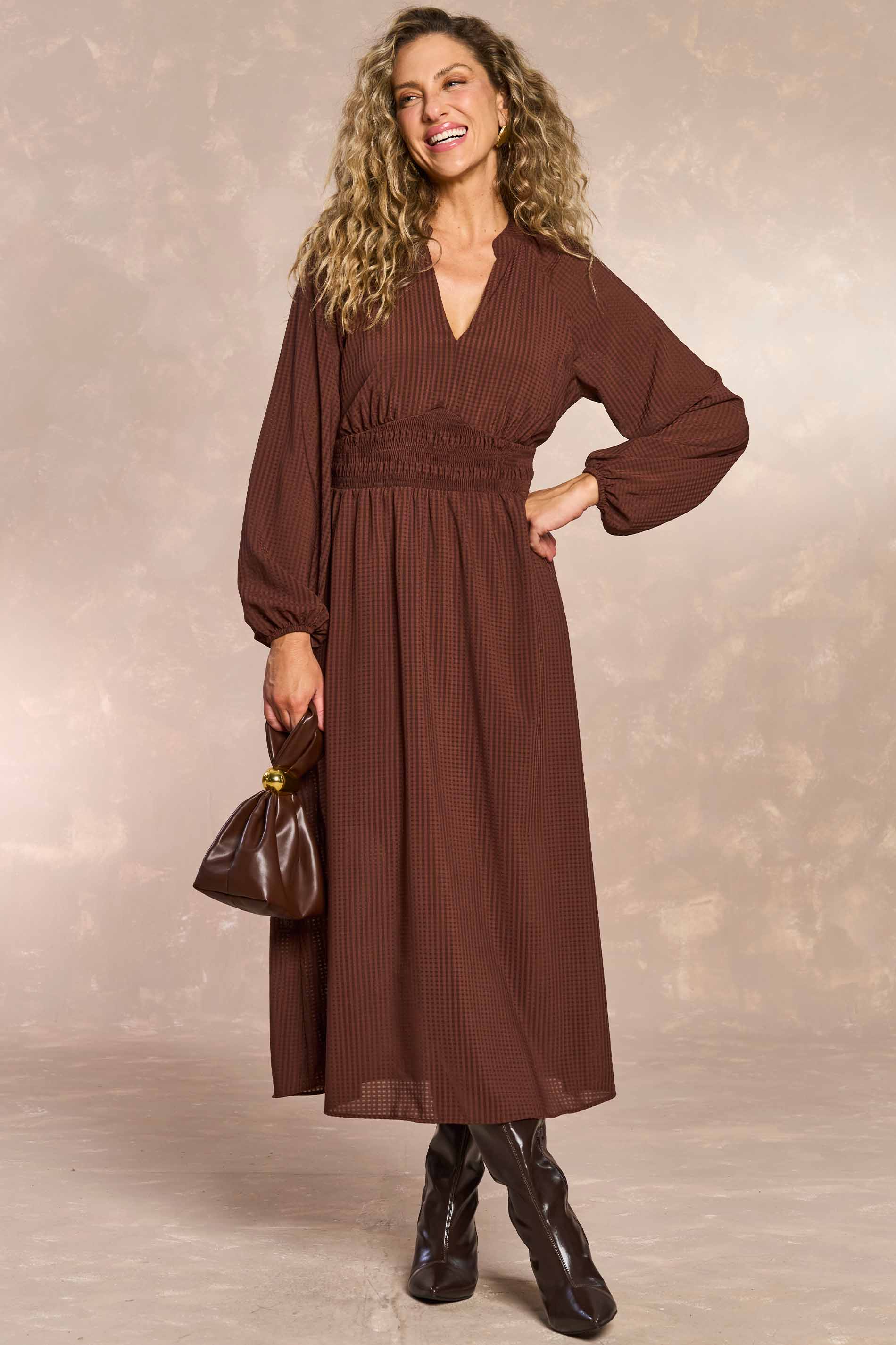 Vestido Longo Jardim Boho em Chiffon Xadrez