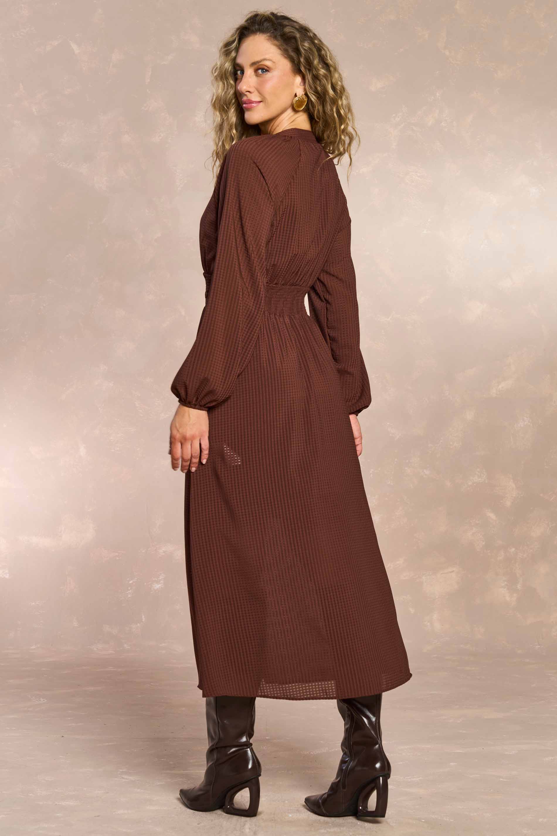 Vestido Longo Jardim Boho em Chiffon Xadrez