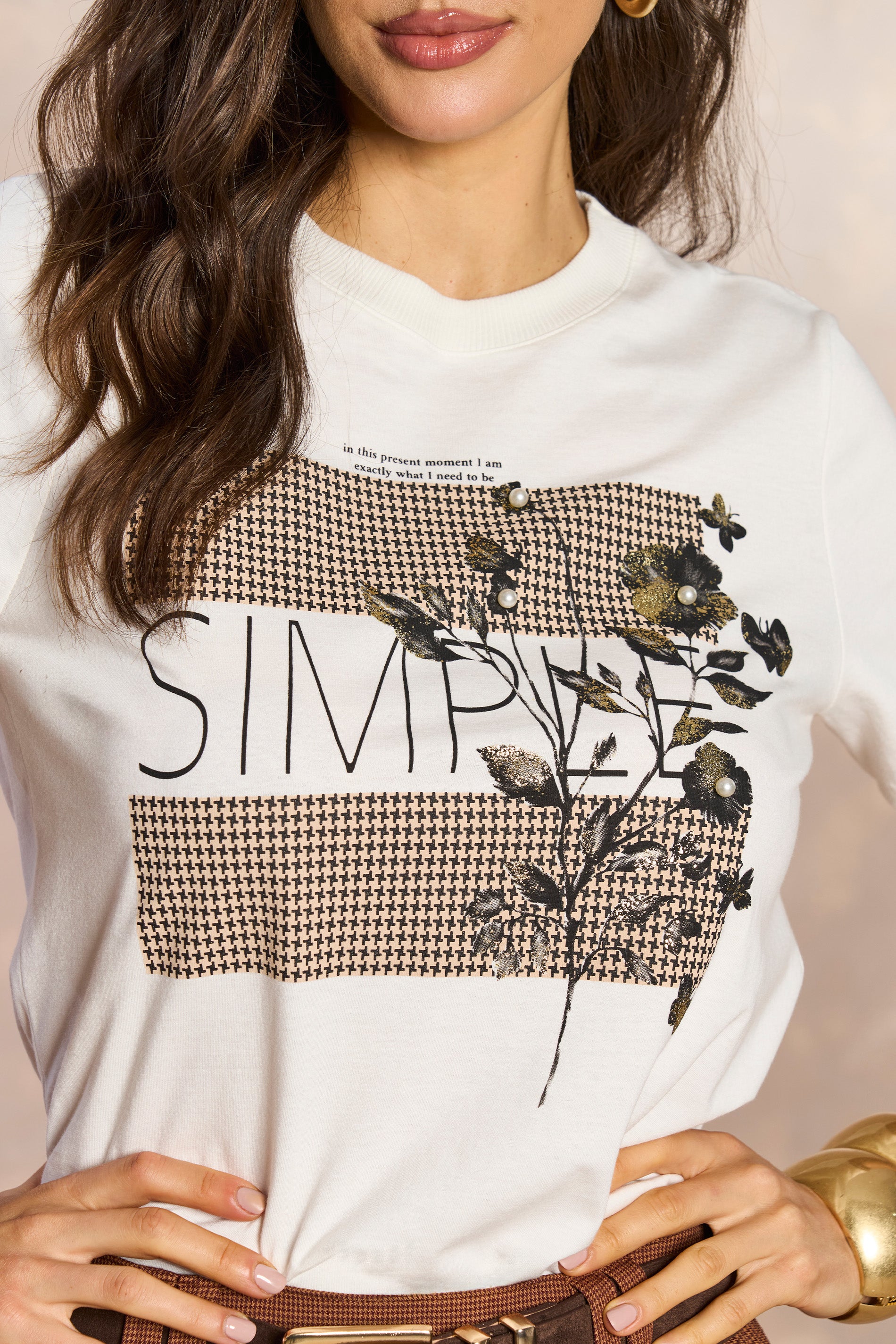 T-shit Jardim Boho com Estampa Frontal