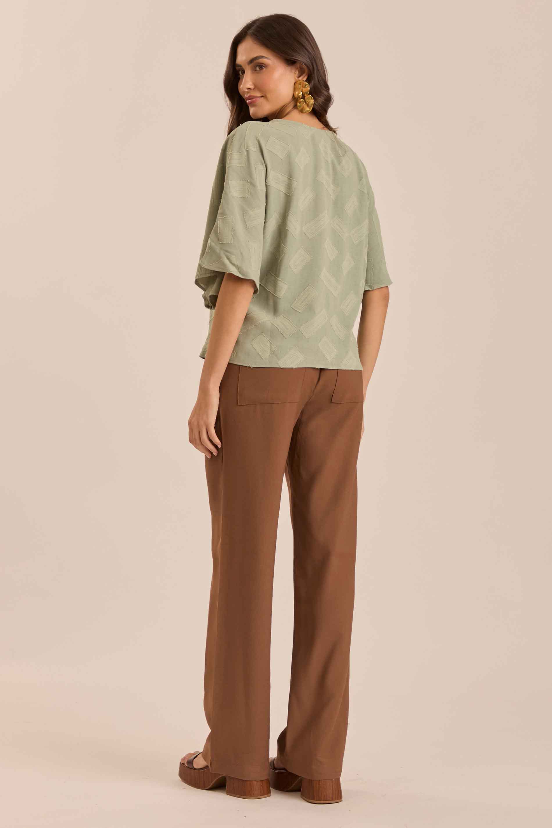 Blusa de Mangas 3/4 Tropical Garden