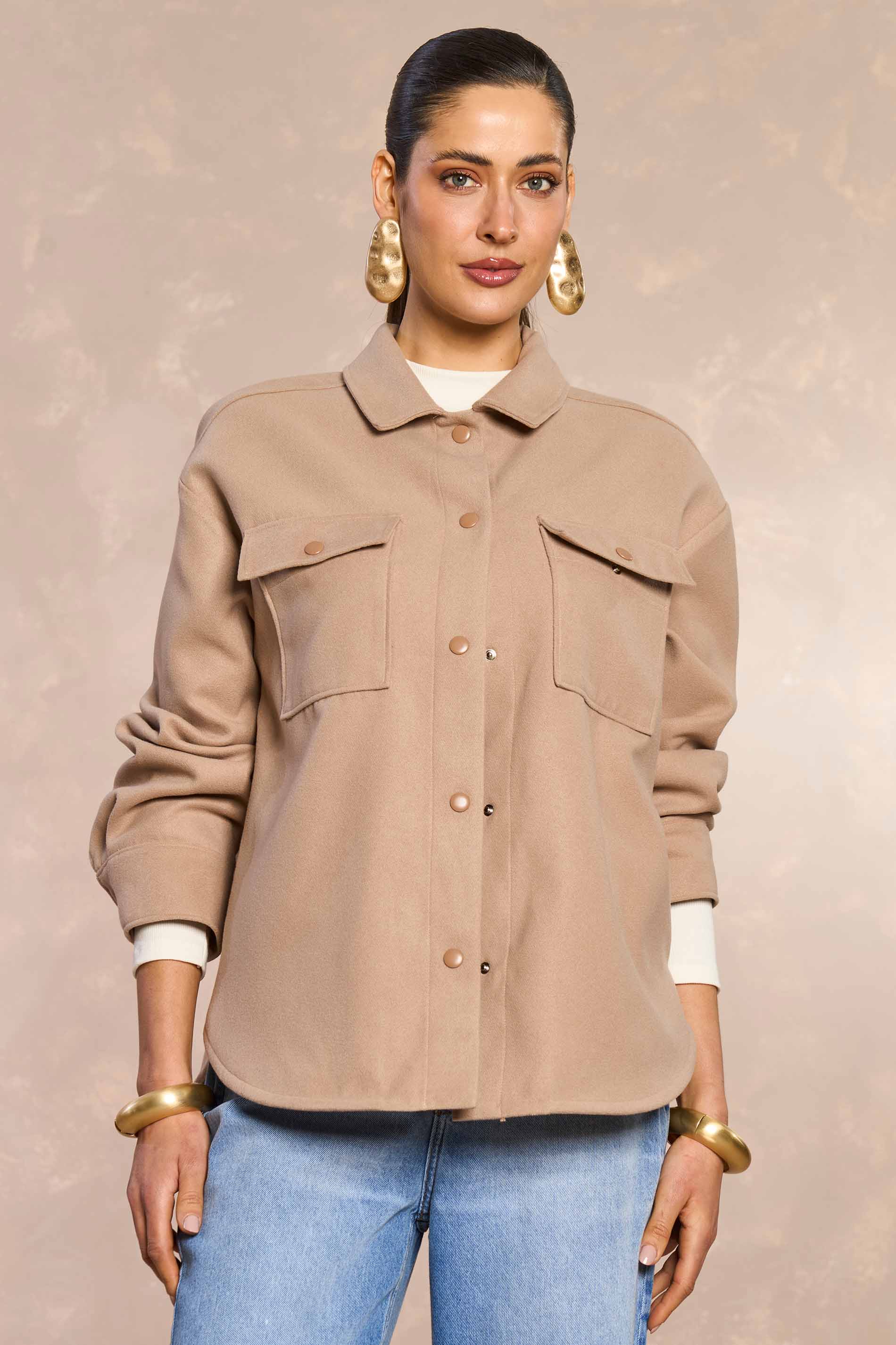 Casaco Oversized Ethnic Blur em Lã Batida Clasic