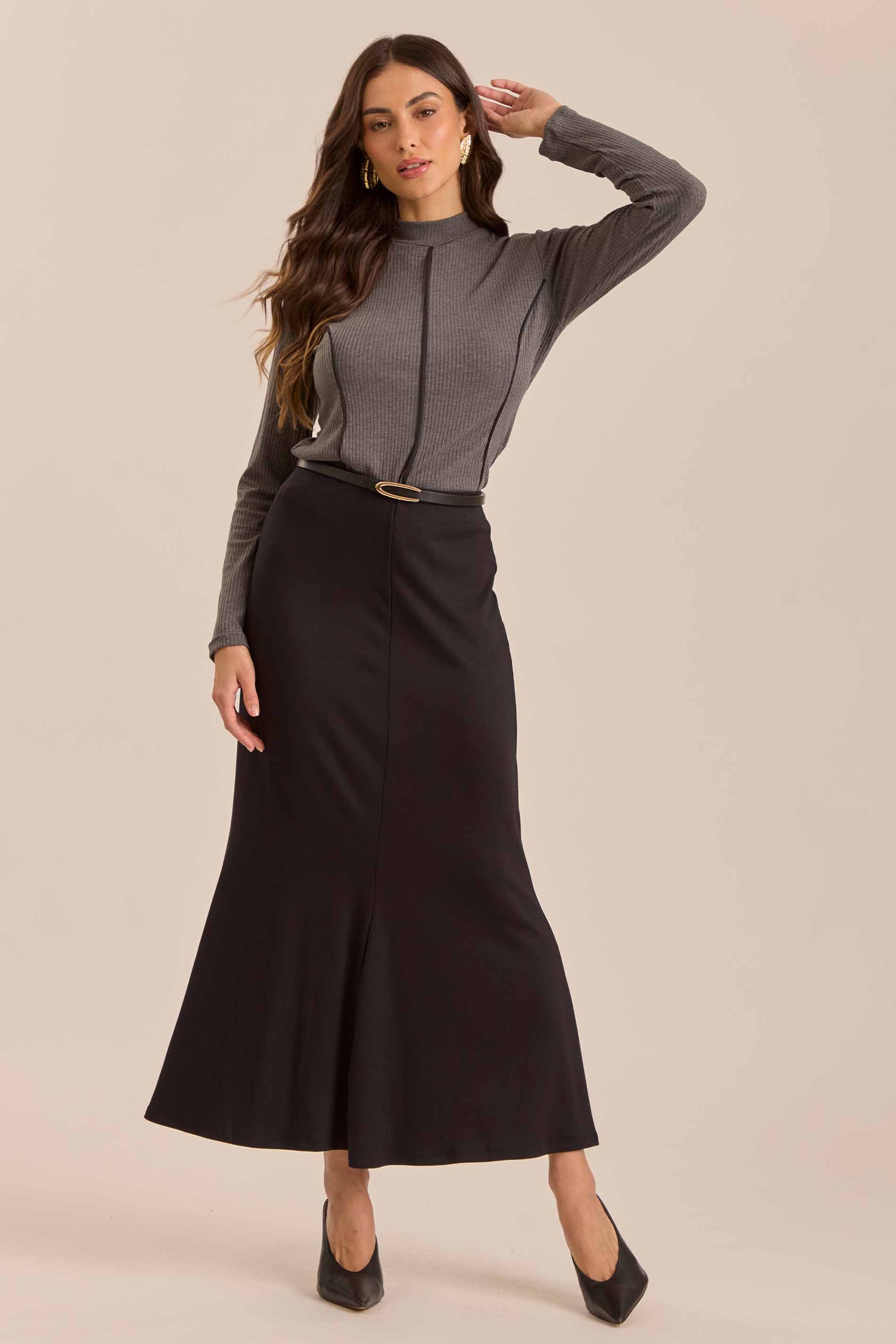 Blusa Manga Longa Retrô Glam em Ribana