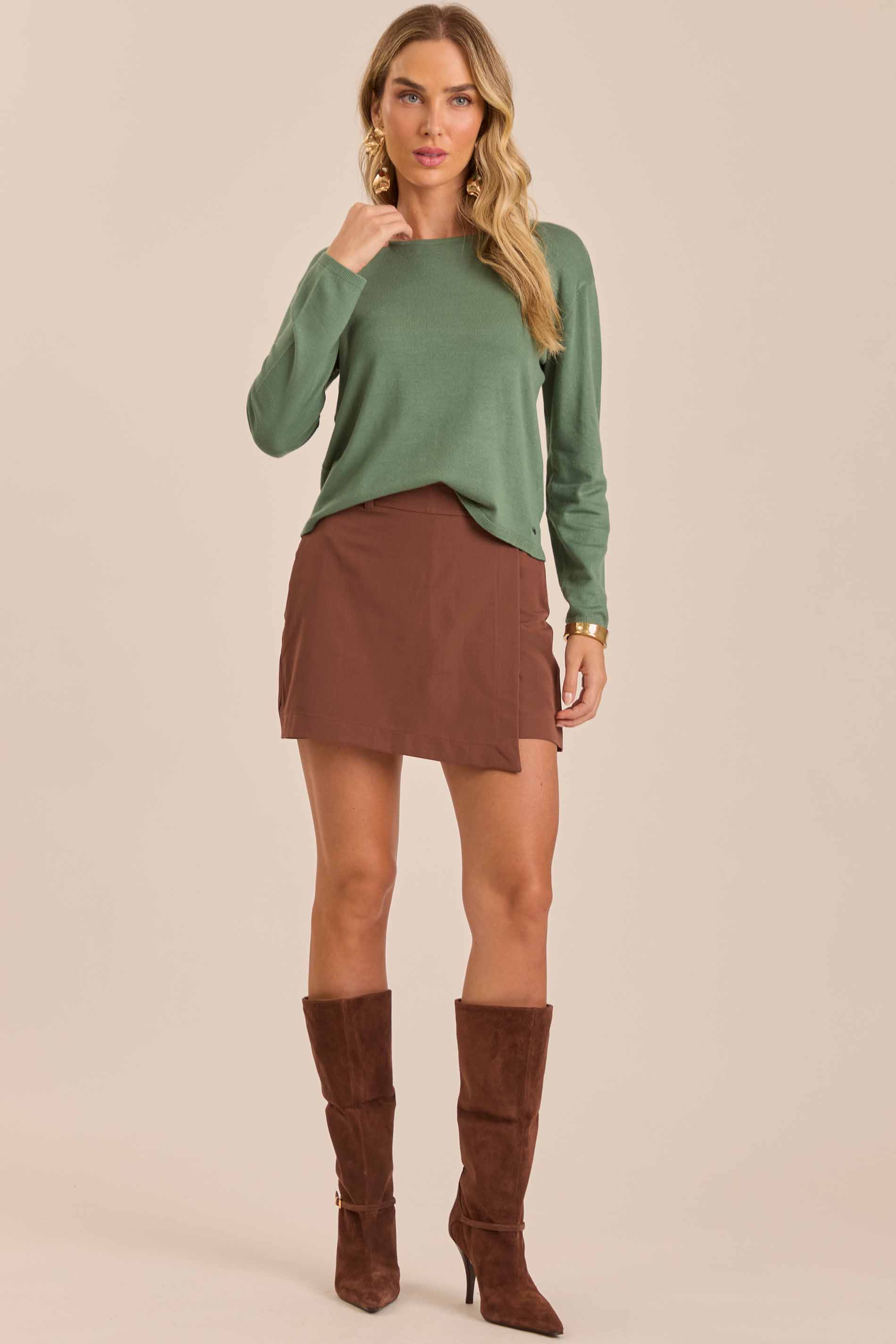 Shorts-Saia Retrô Glam em Alfaiataria