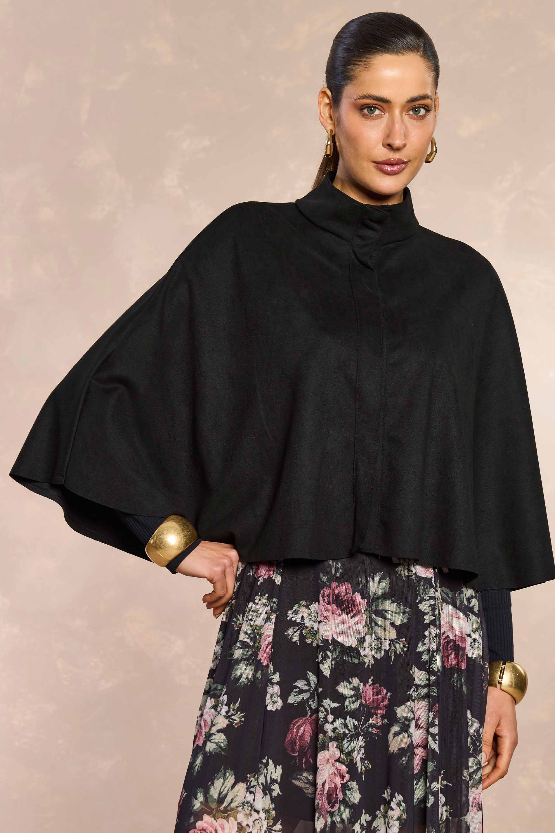 Pelerine Ethnic Blur em Suede