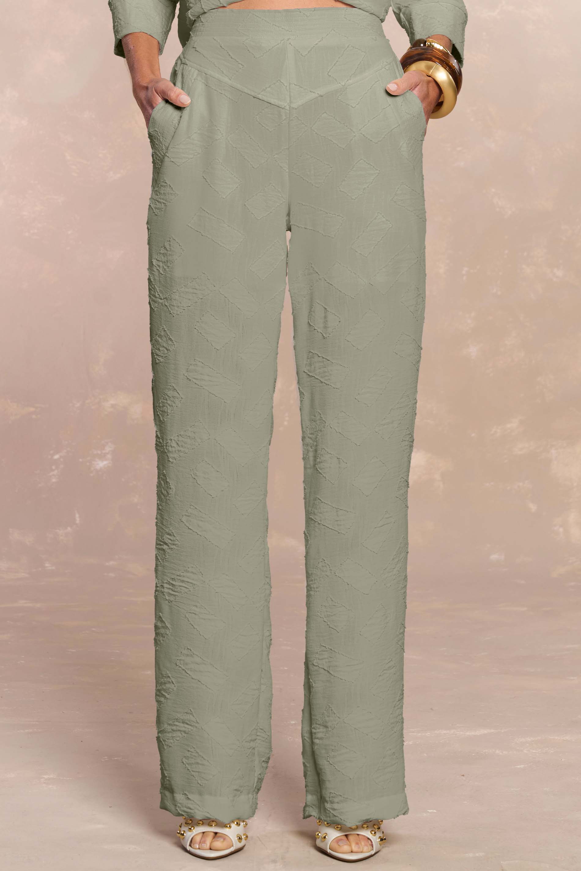 Calça Reta Soft Garden Geometric Flow