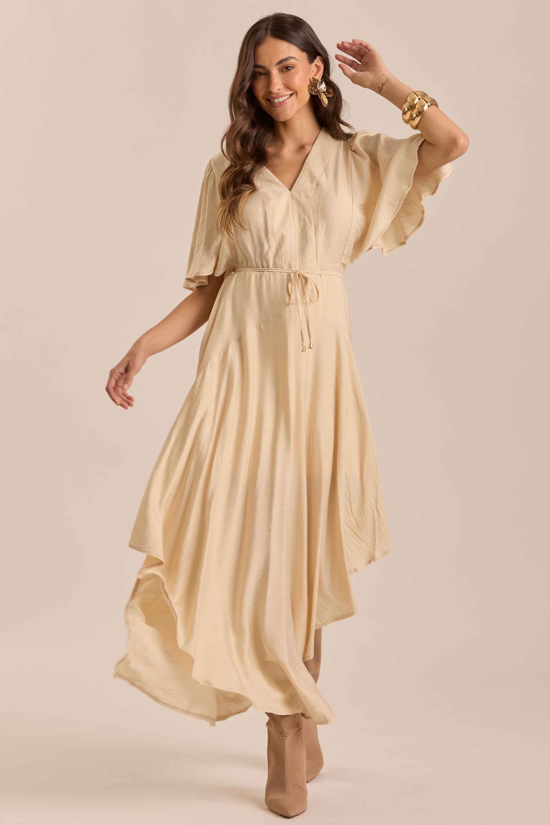 Vestido Longo Aquarela Rose em Viscose