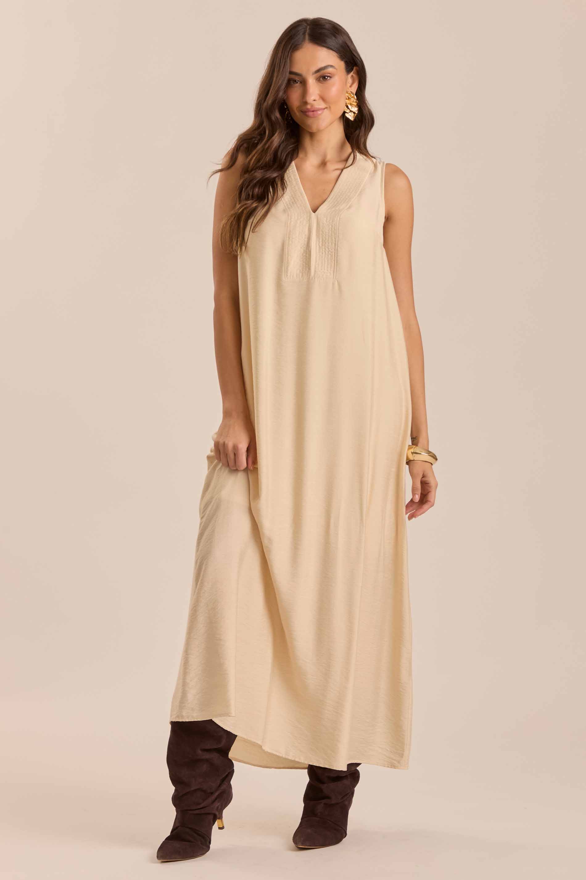 Vestido Longo Aquarela Rose em Viscose