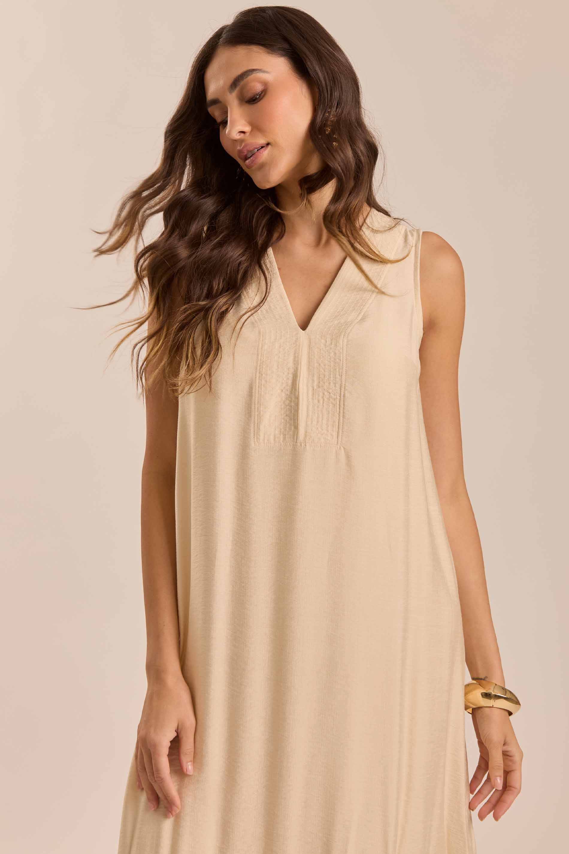 Vestido Longo Aquarela Rose em Viscose