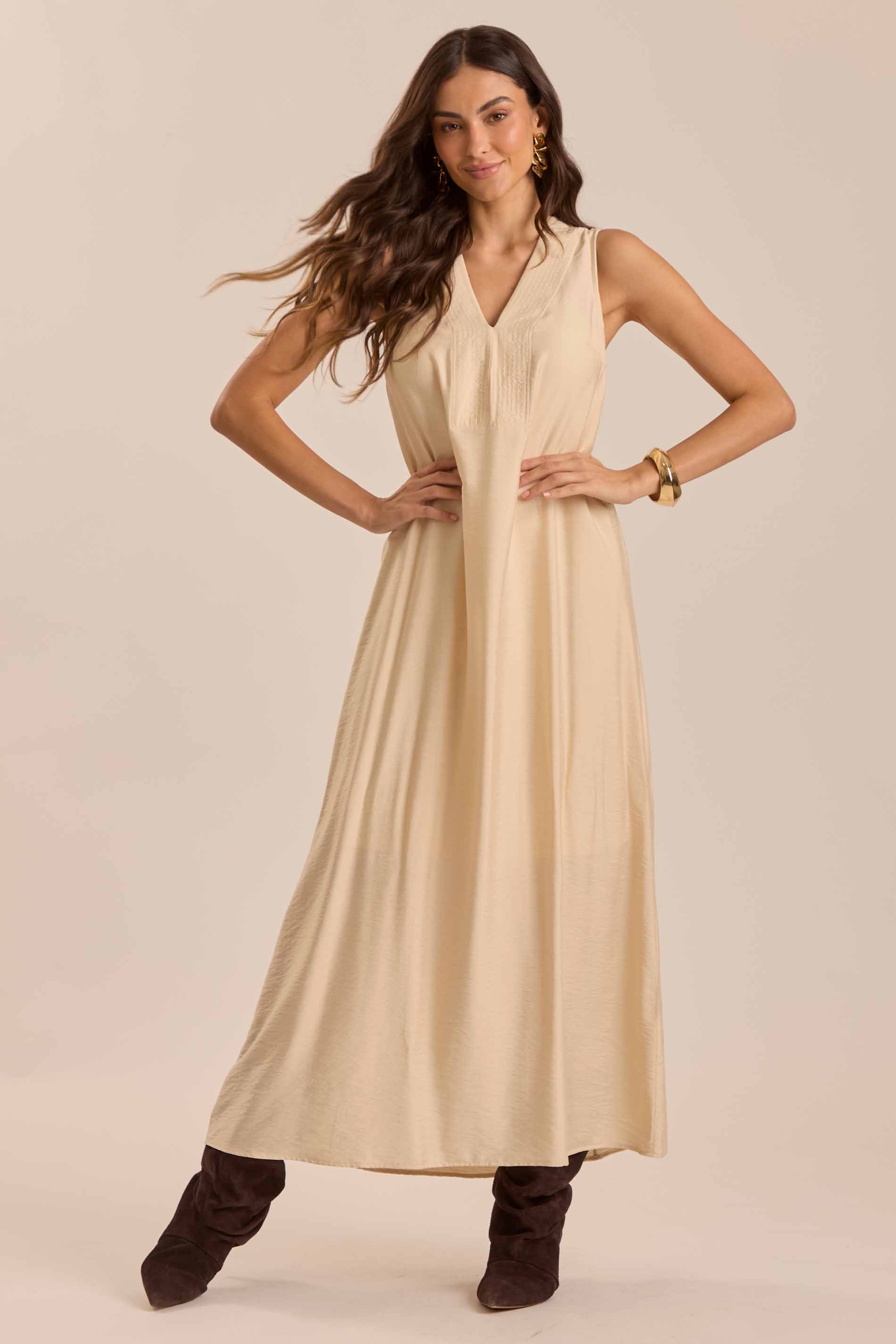 Vestido Longo Aquarela Rose em Viscose