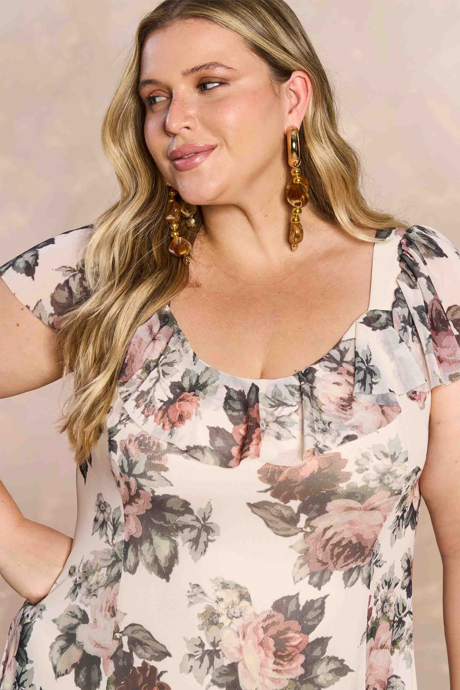 Vestido Longo Aquarela Rose em Tule