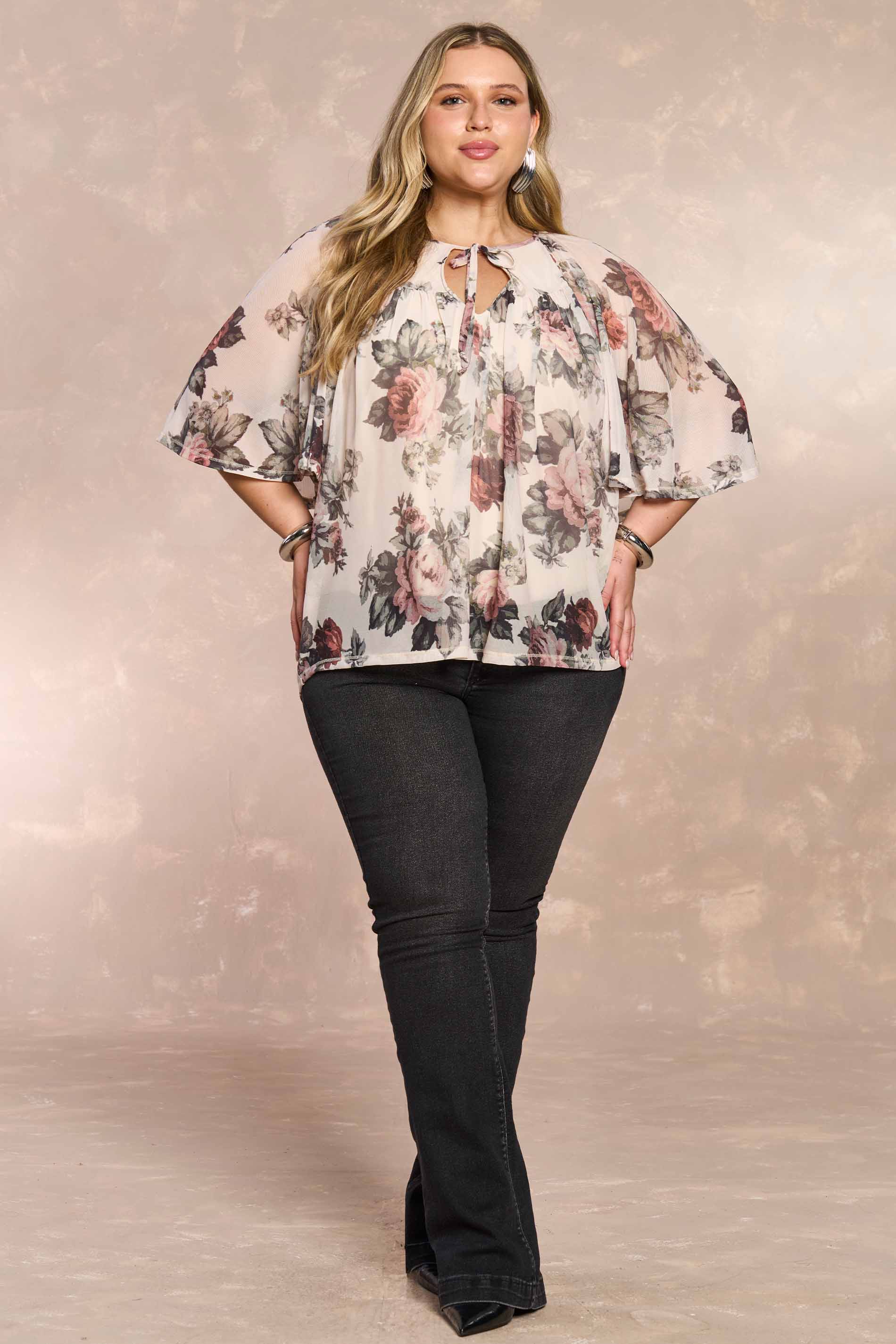 Blusa Aquarela Rose em Tule