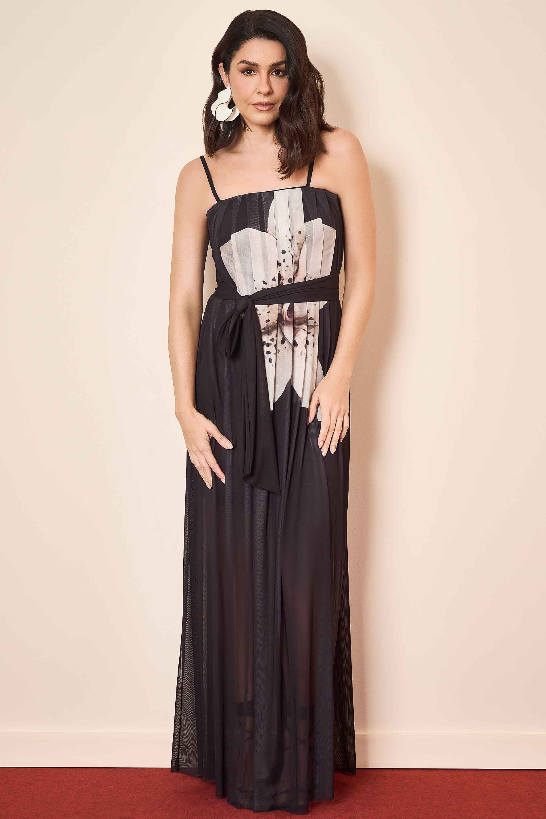 Vestido Longo Wild Orchid com Alças em Tule