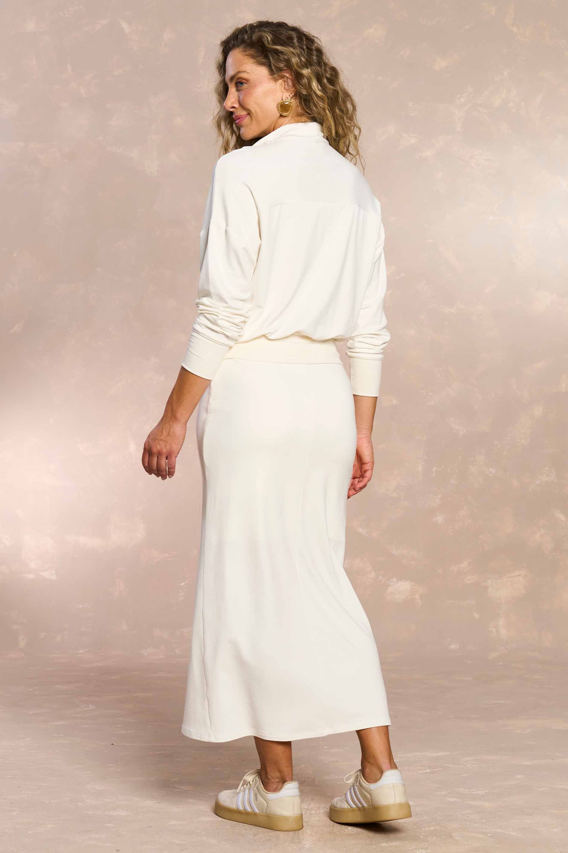 Saia Midi Jardim Decor com Fenda