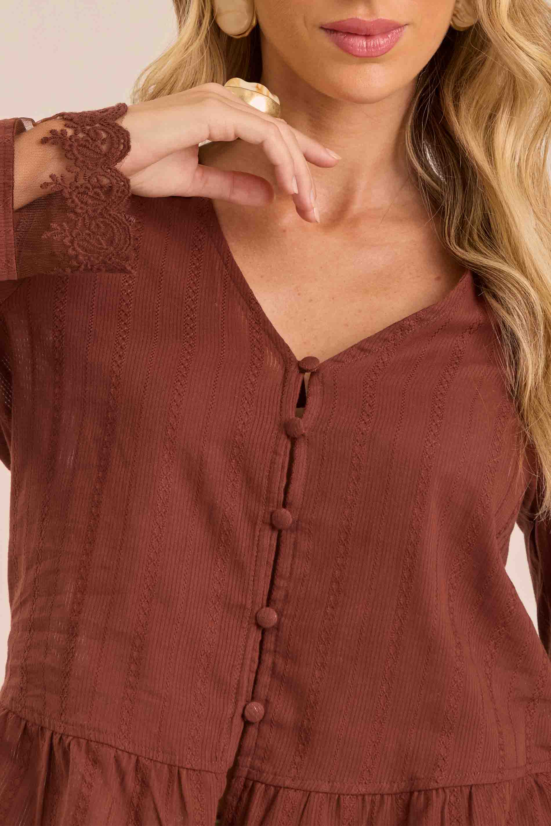 Blusa de Manga Longa Jardim Boho
