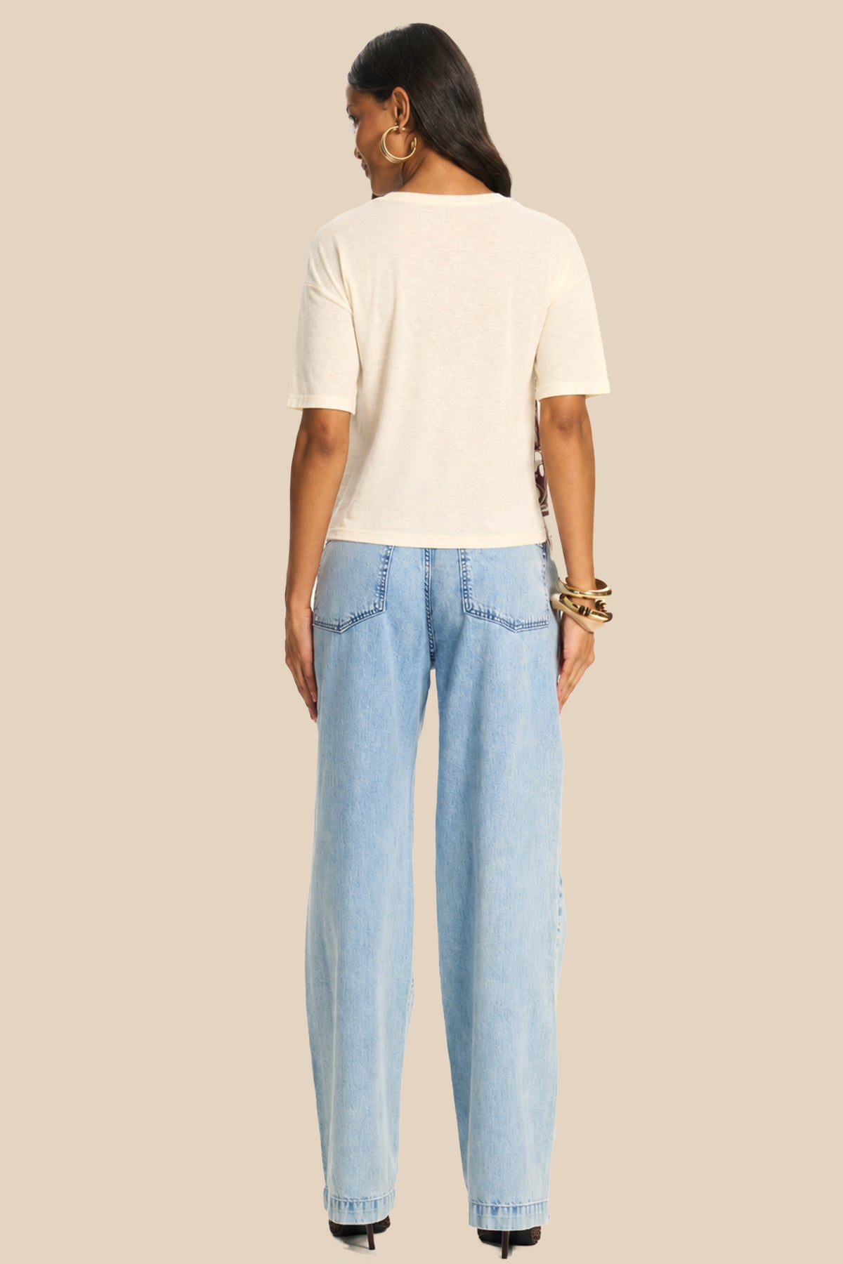 Calça Wide Leg Jeans Cintura Média Miragem - Doce Trama