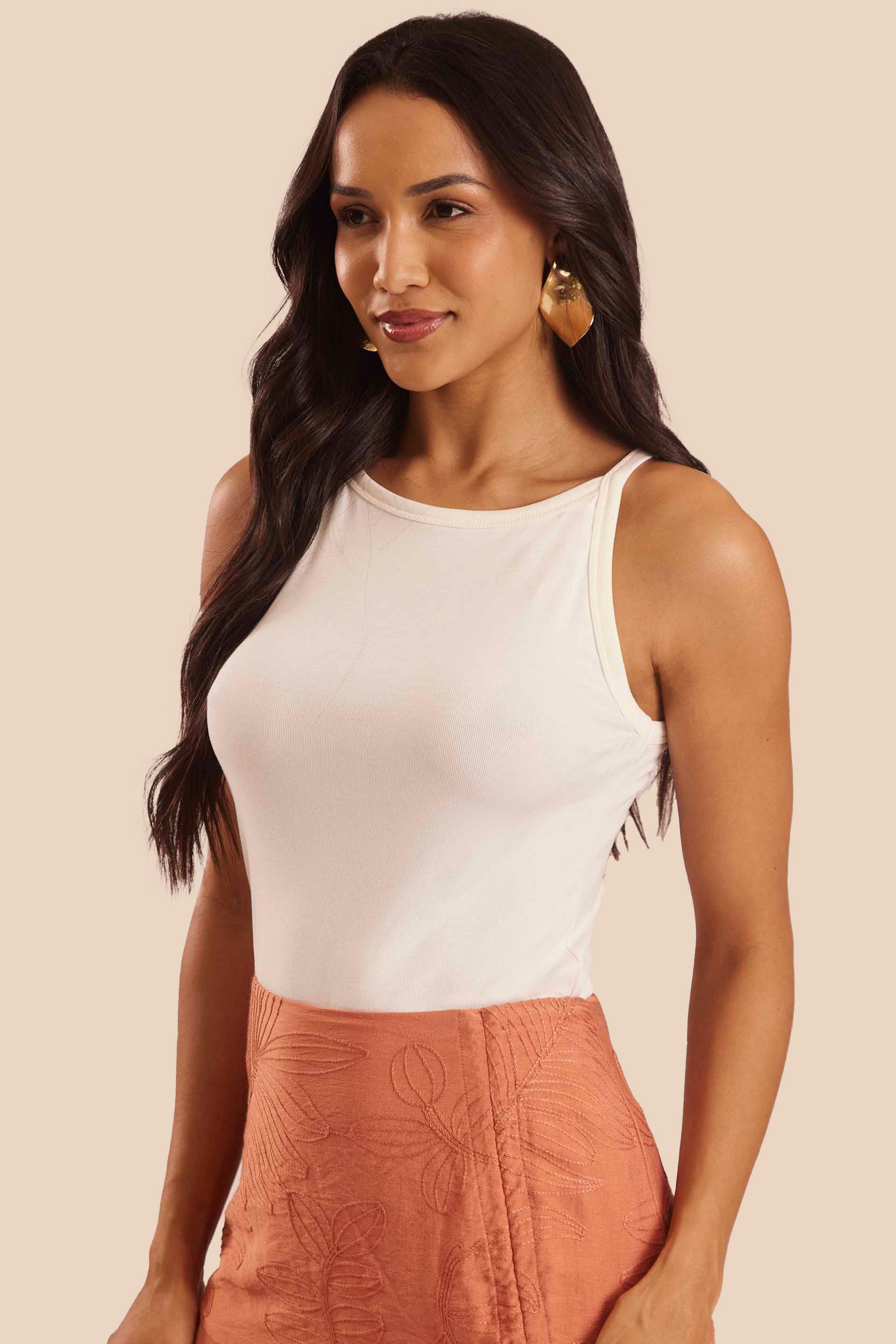 Blusa de Alça Canelada Decote U Miragem - Doce Trama