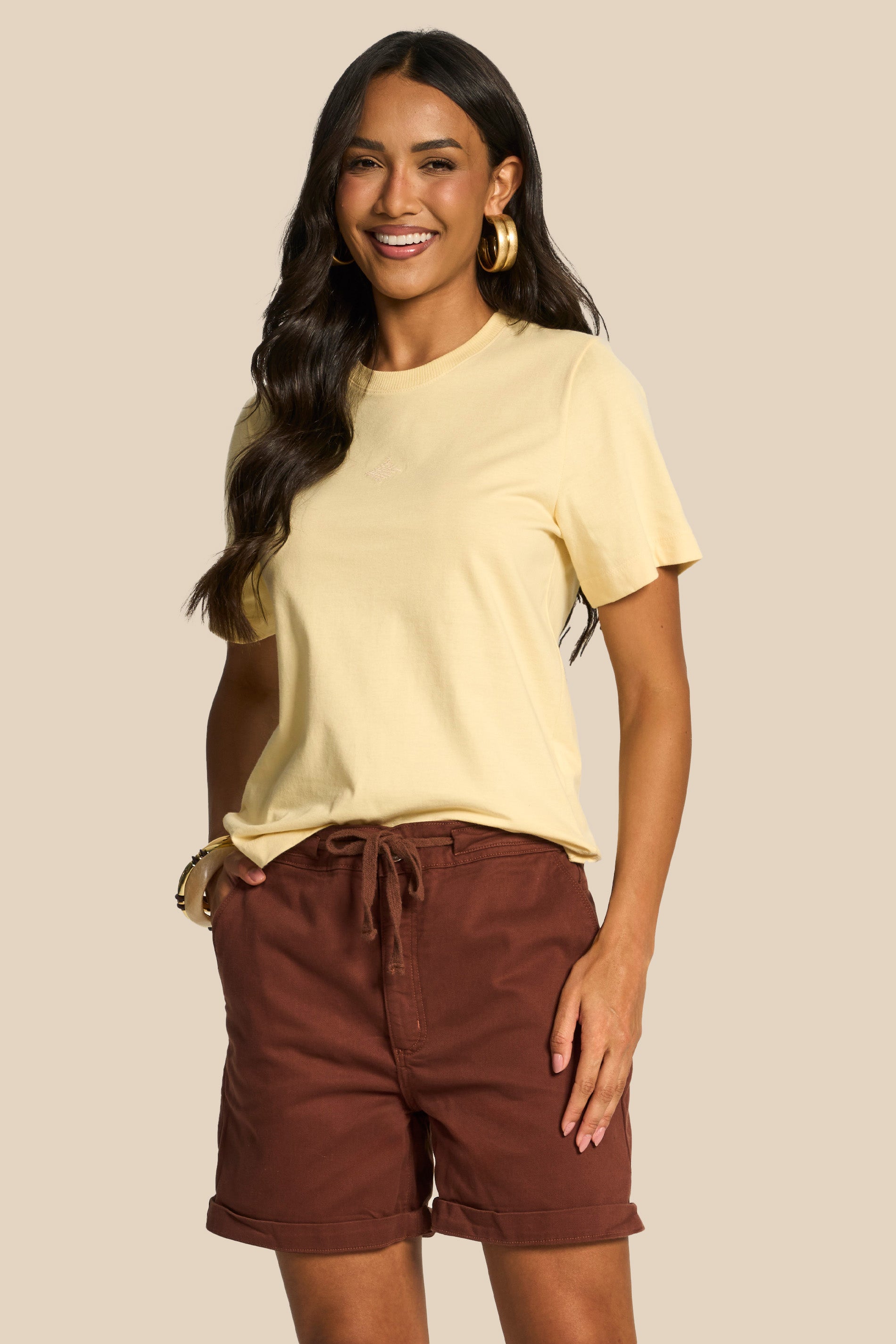 Bermuda Boyfriend Sarja Cotton Cordão Miragem - Doce Trama