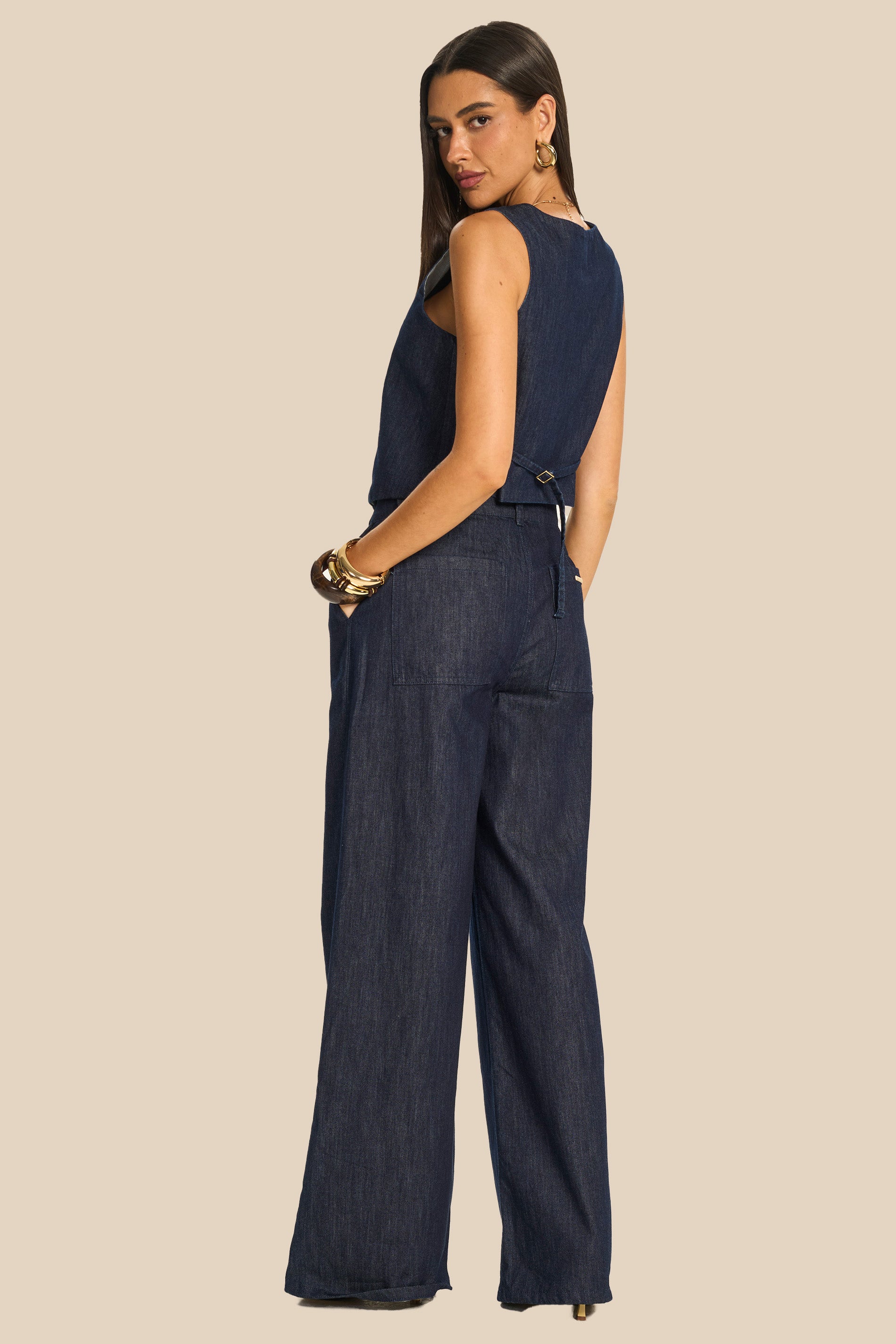 Colete Jeans Acinturado com Botões Miragem - Doce Trama