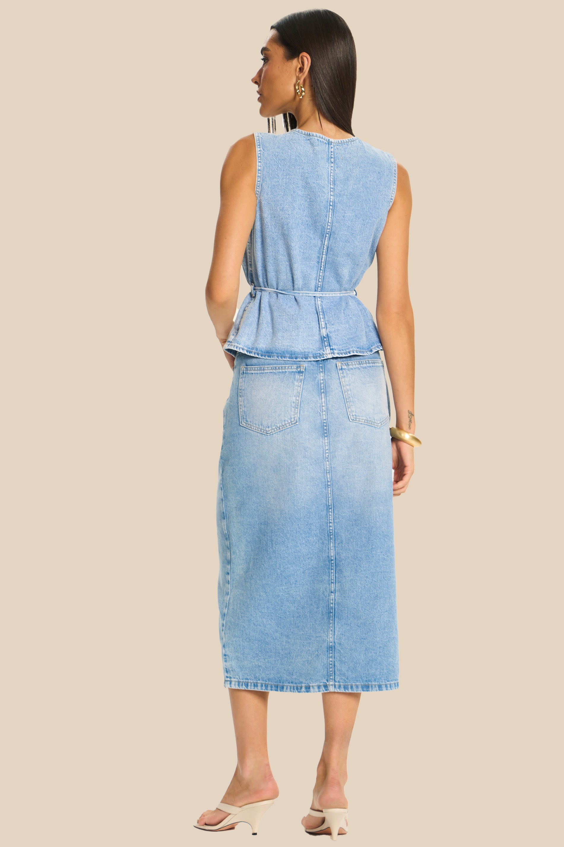 Colete Jeans Acinturado Botões Orgânicos Miragem- Doce Trama