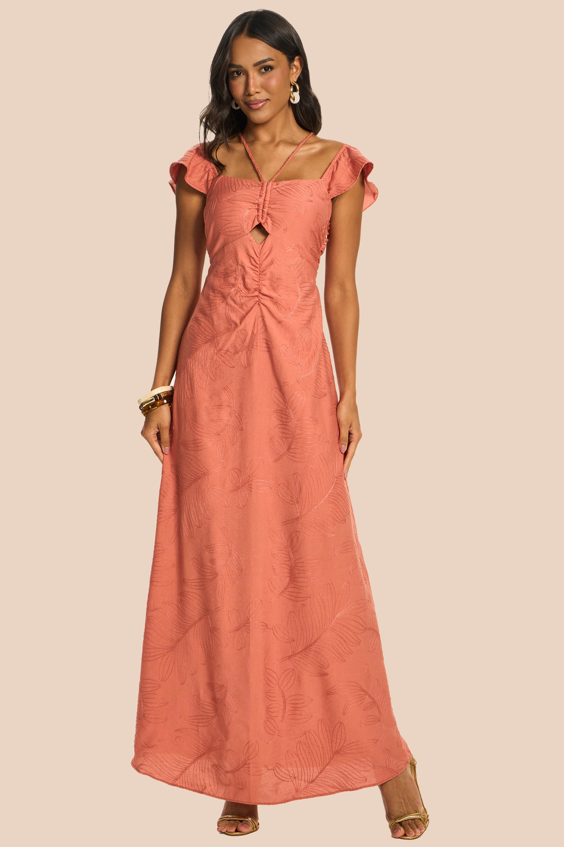 Vestido Longo Evasê Bordado Miragem - Doce Trama