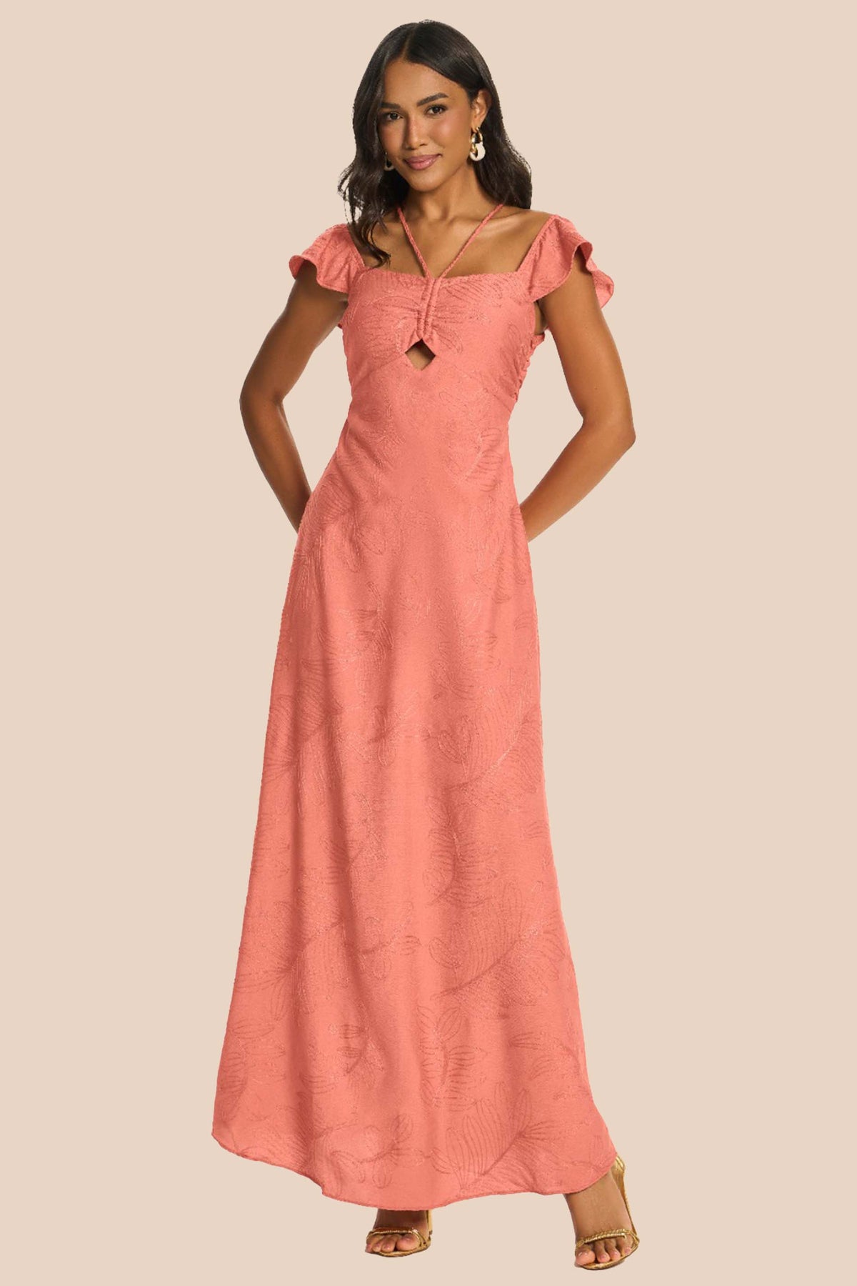 Vestido Longo Evasê Bordado Miragem - Doce Trama