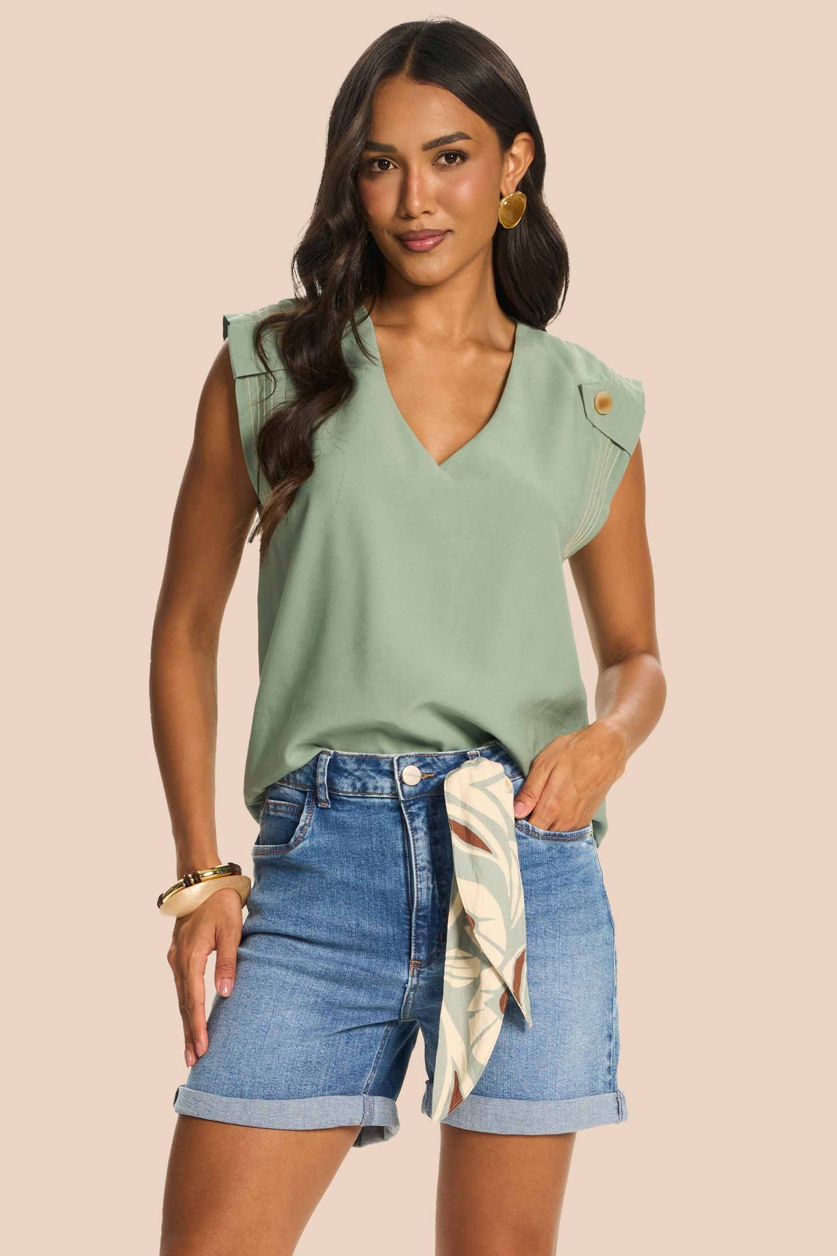 Bermuda Boyfriend Jeans Cintura Alta Miragem - Doce Trama