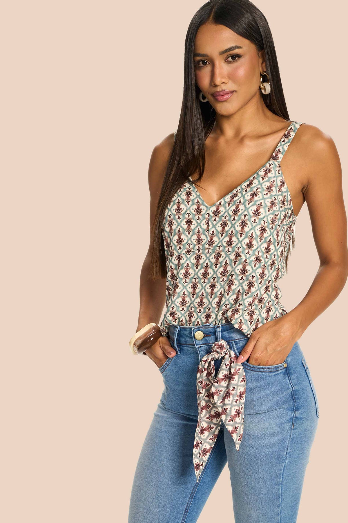 Calça Flare Jeans com Lenço Tulipa - Doce Trama